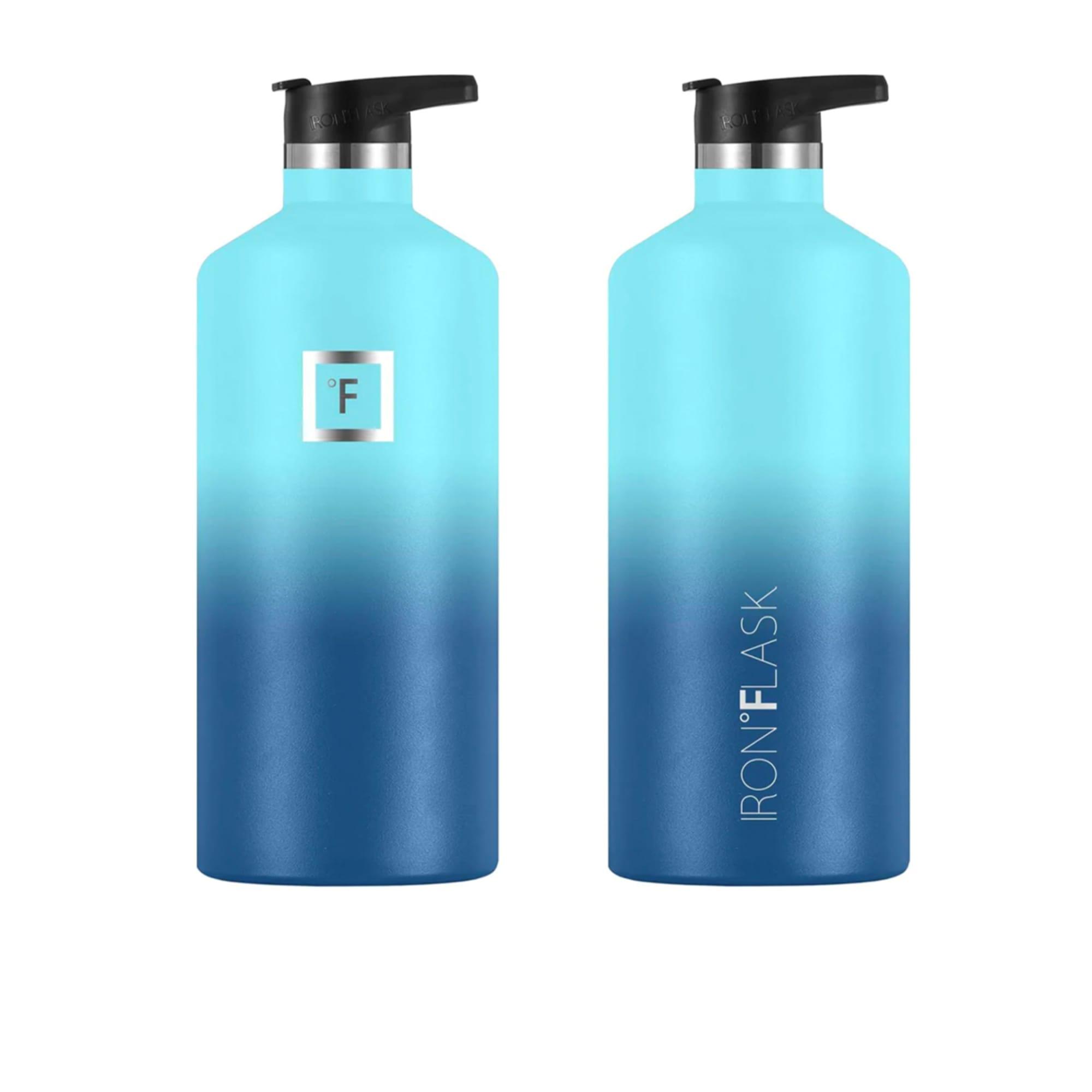 Iron Flask Narrow Mouth Bottle with Spout Lid 1.9L Blue Waves Image 3