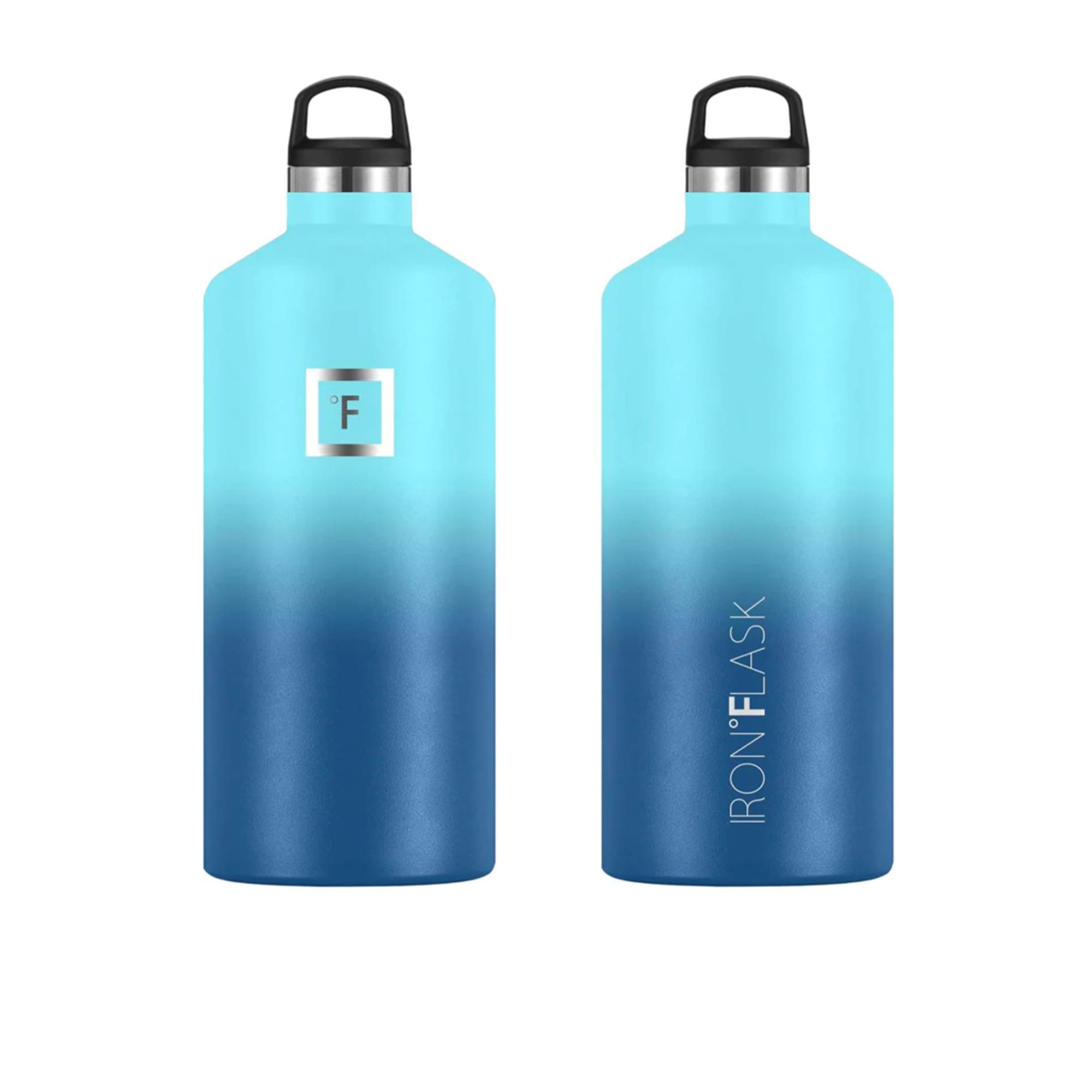 Iron Flask Narrow Mouth Bottle with Spout Lid 1.9L Blue Waves Image 4