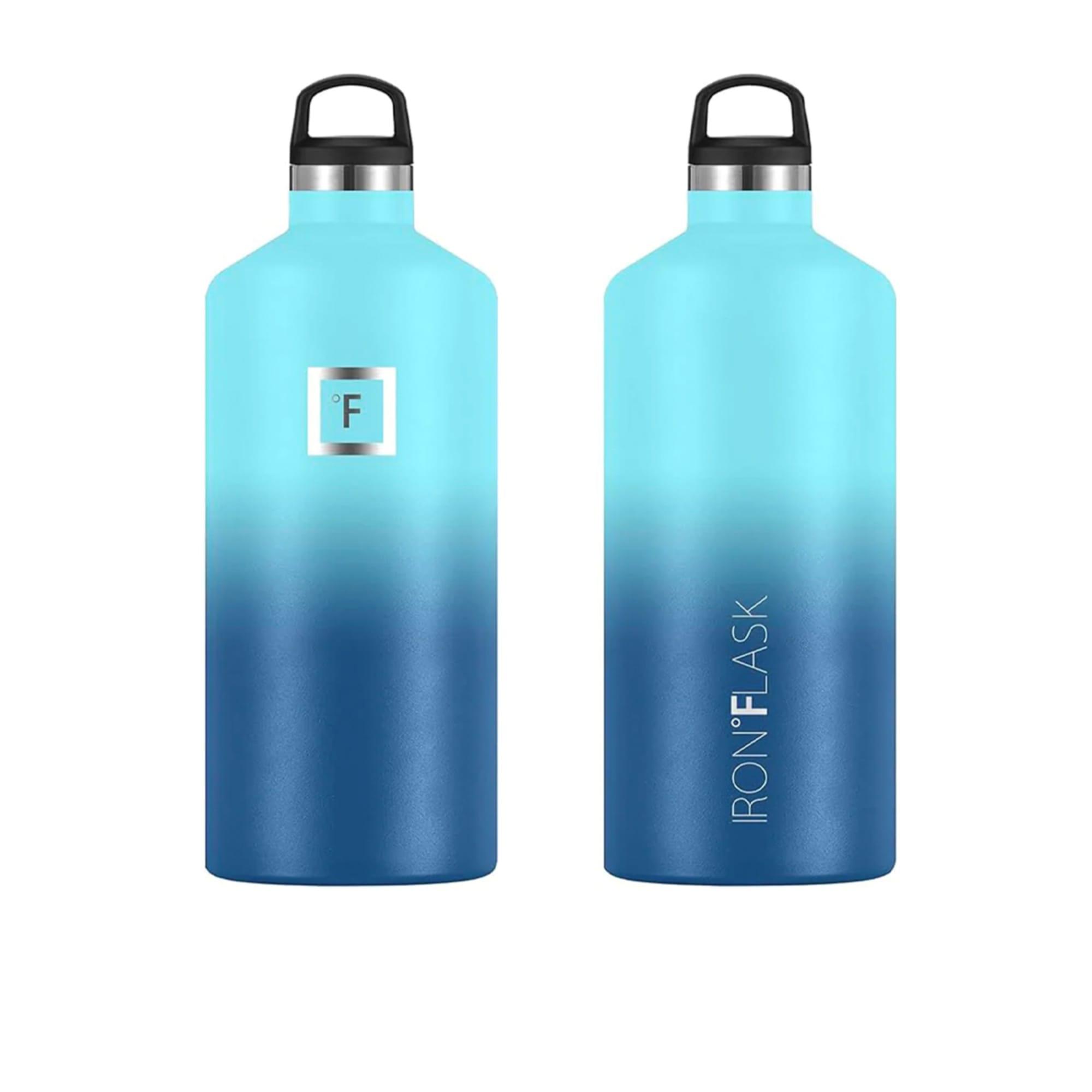 Iron Flask Narrow Mouth Bottle with Straw Lid 1.9L Blue Waves Image 4