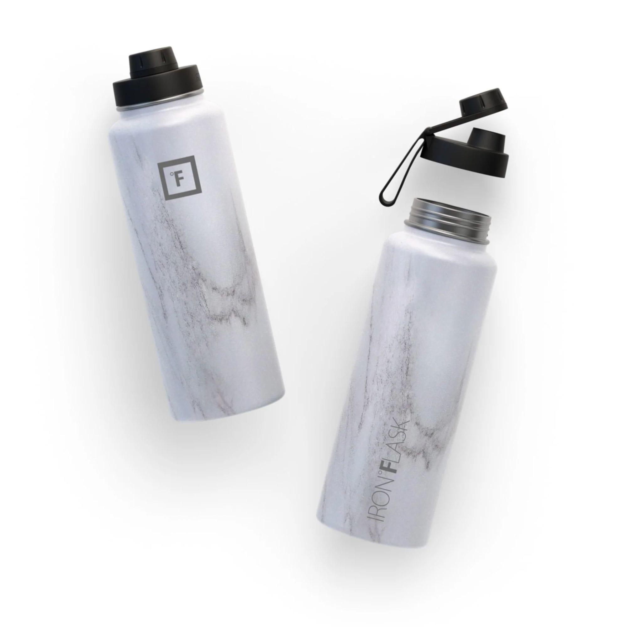 Iron Flask Wide Mouth Bottle with Spout Lid 1.2L Carrara Marble Image 4