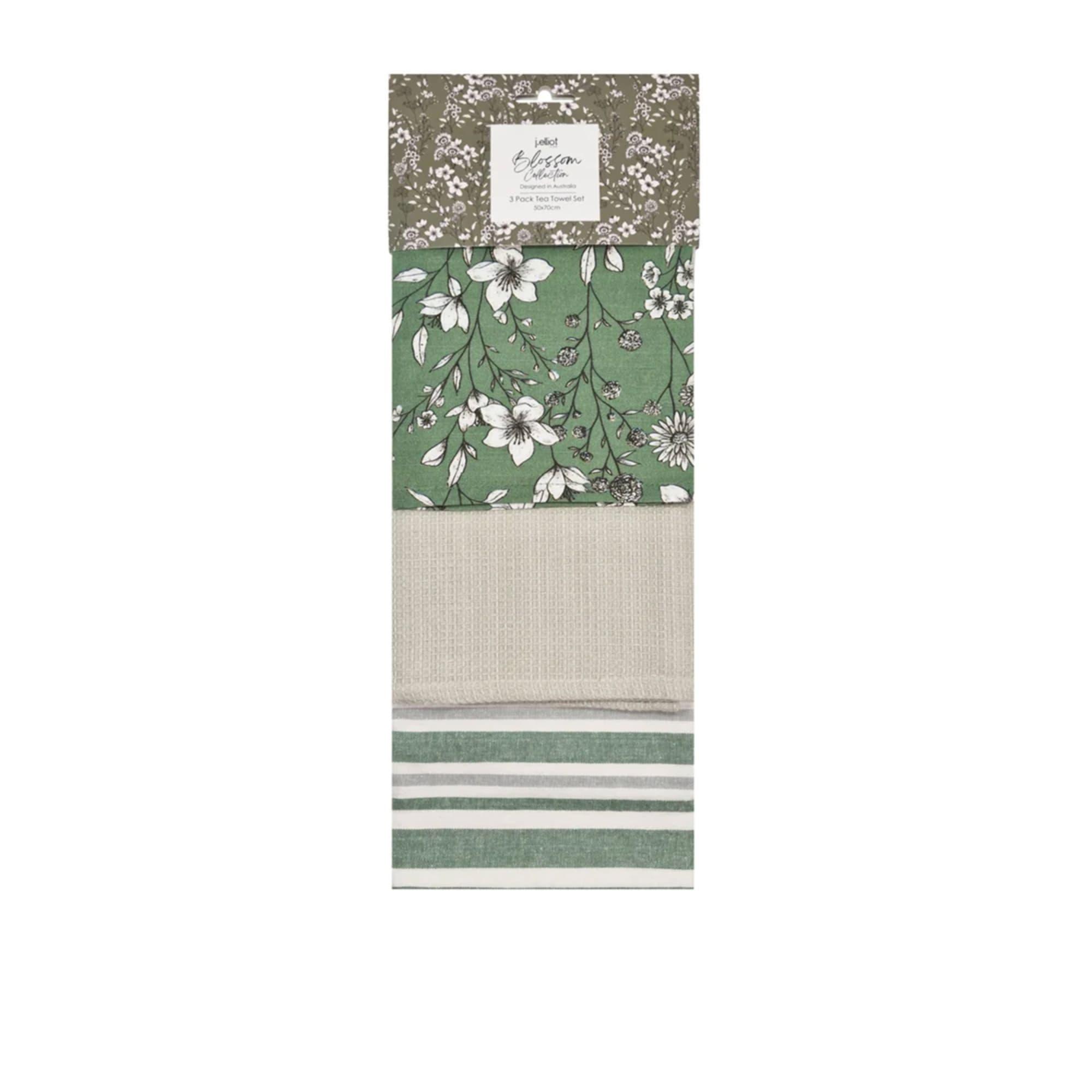 J.Elliot Home Blossom Tea Towel 3pk Sage Image 4