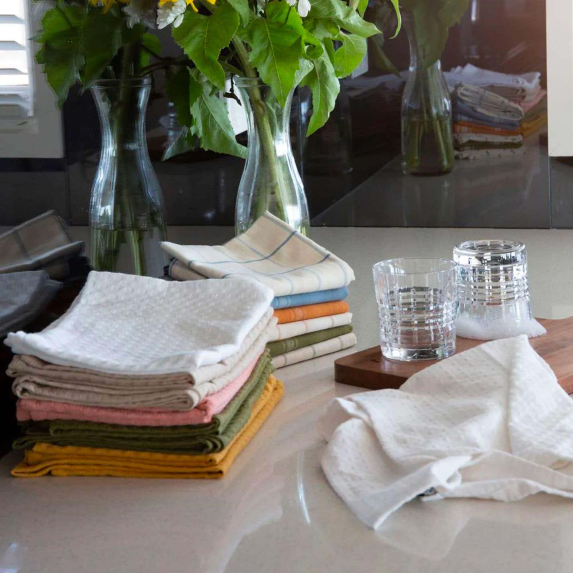 J.Elliot Home Check Tea Towel Set of 2 Ginger and Sand Image 5