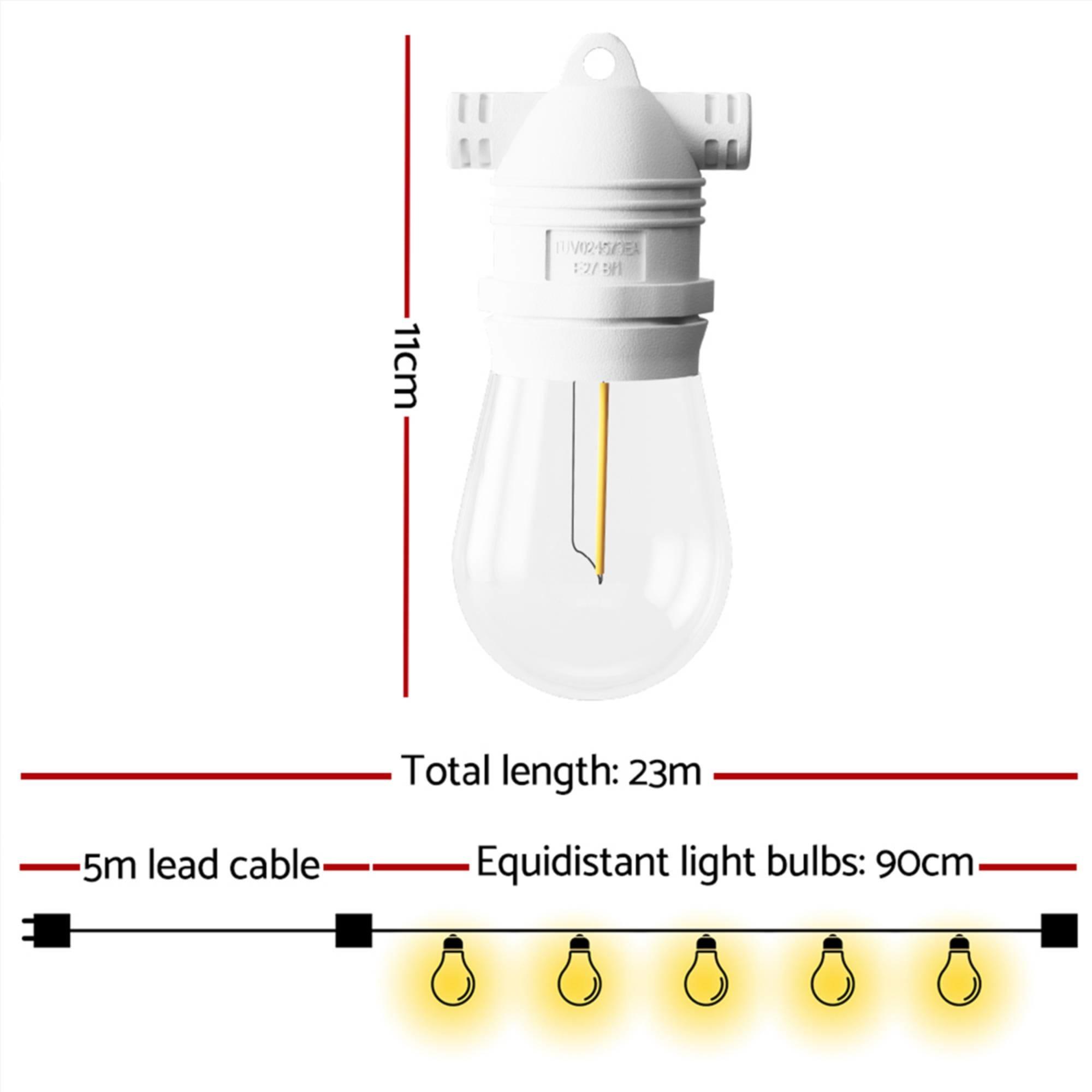 Jingle Jollys S14 LED Festoon String Lights 20 Bulbs 23m Warm White Image 3