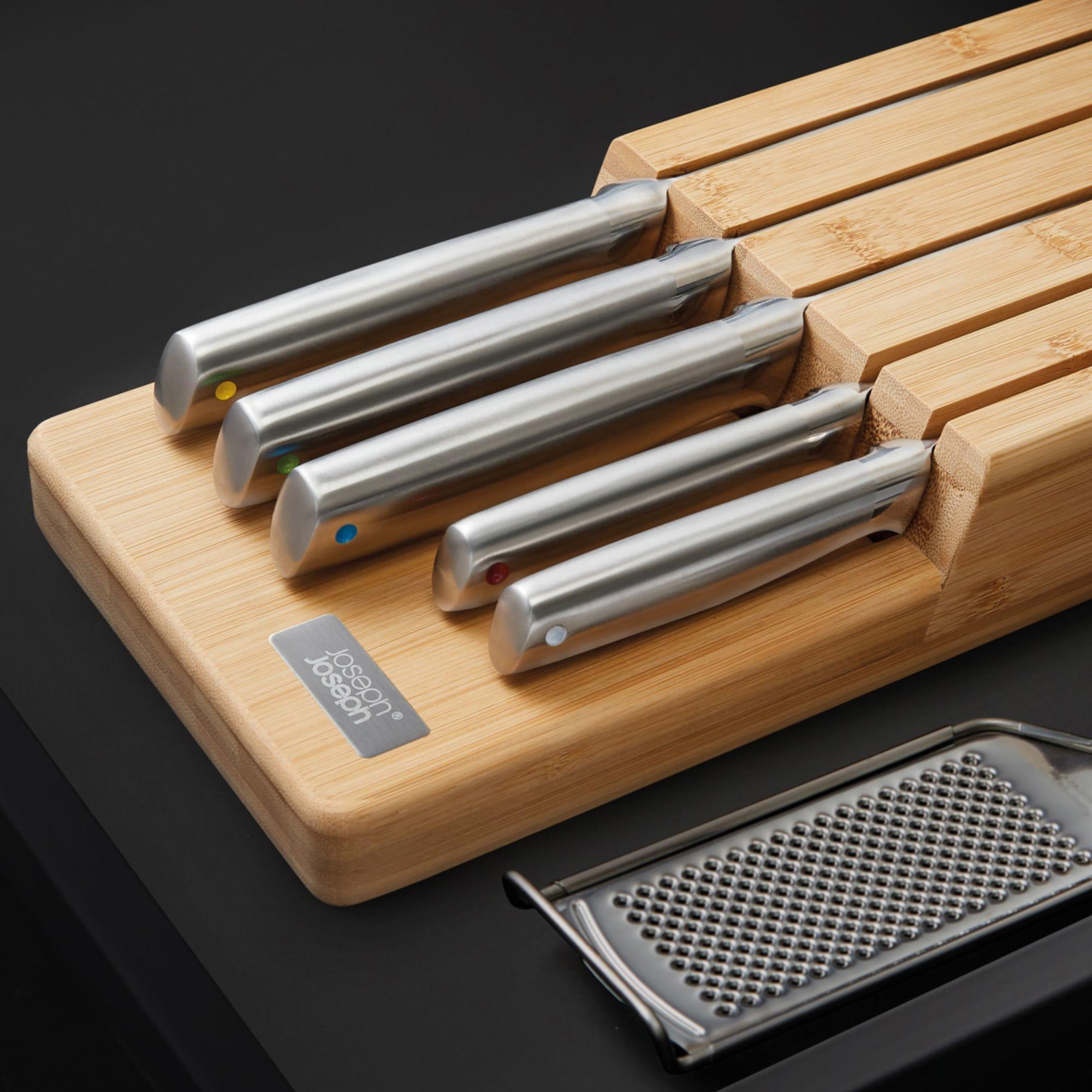 Joseph Joseph Elevate 5pc Steel Knife Set with Bamboo Storage Tray Image 3