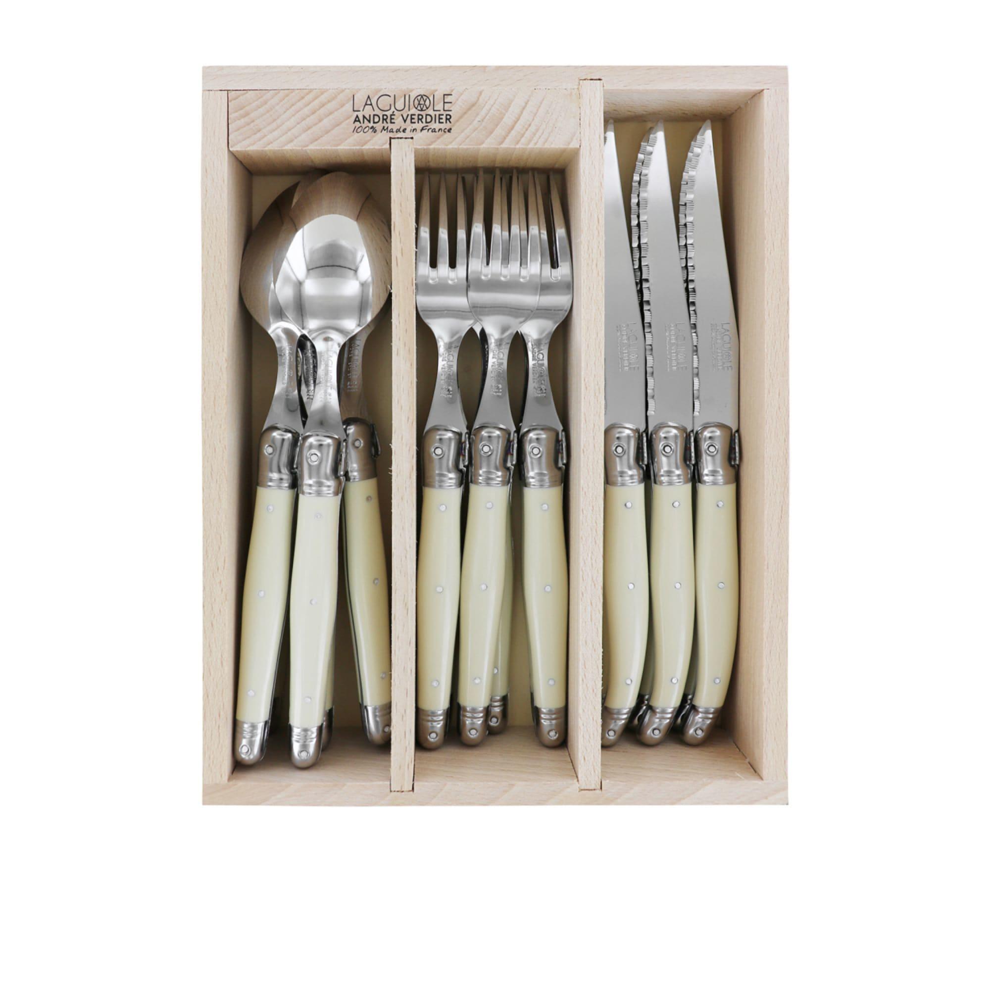 Laguiole by Andre Verdier Debutant Cutlery Set 18pc Mirror Ivory Image 1