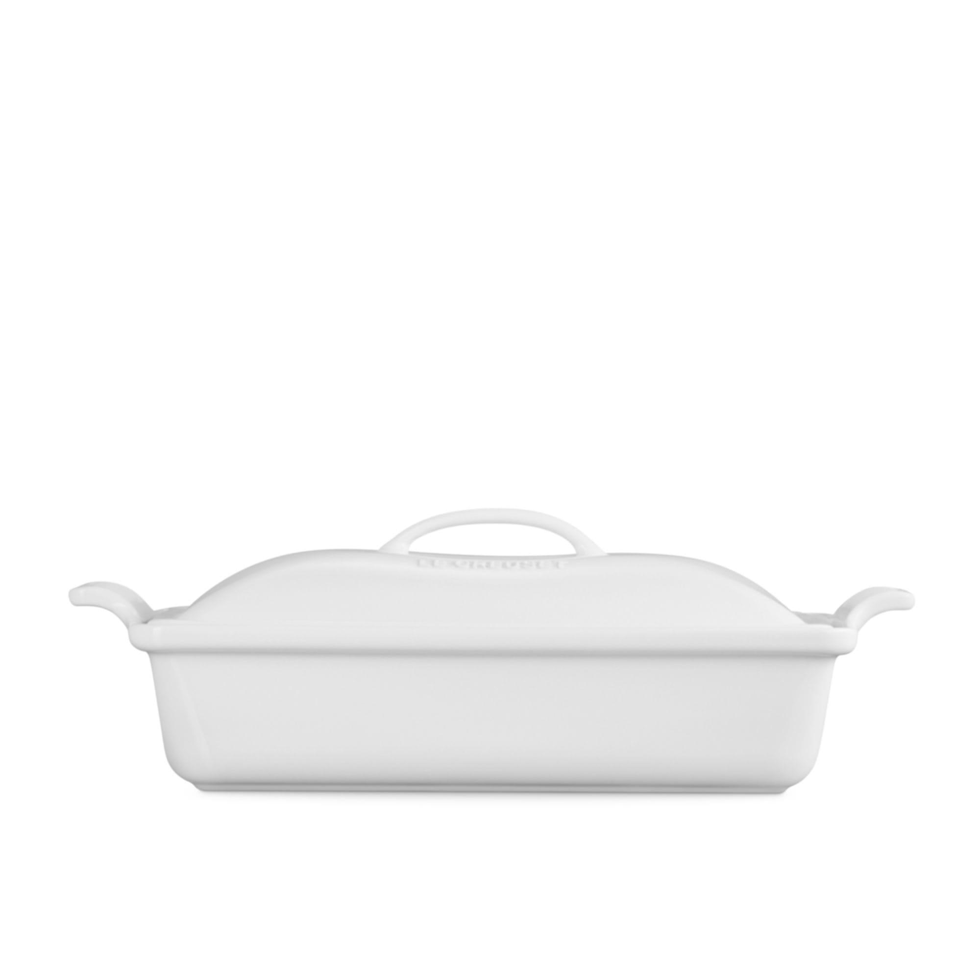 Le Creuset Stoneware Heritage Covered Rectangular Dish 33x23cm White Image 3
