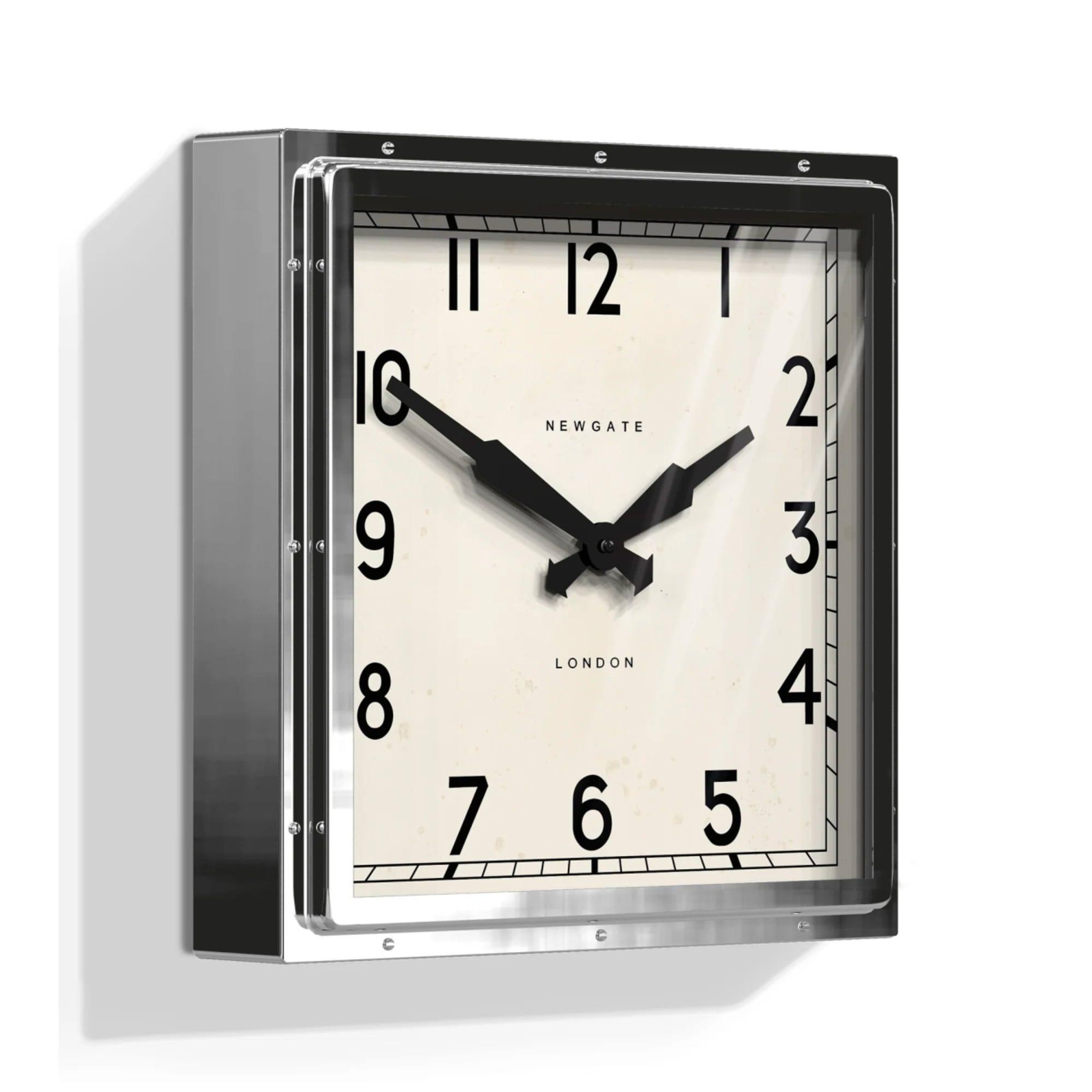 Newgate Square Quad Wall Clock 40cm Chrome Image 3