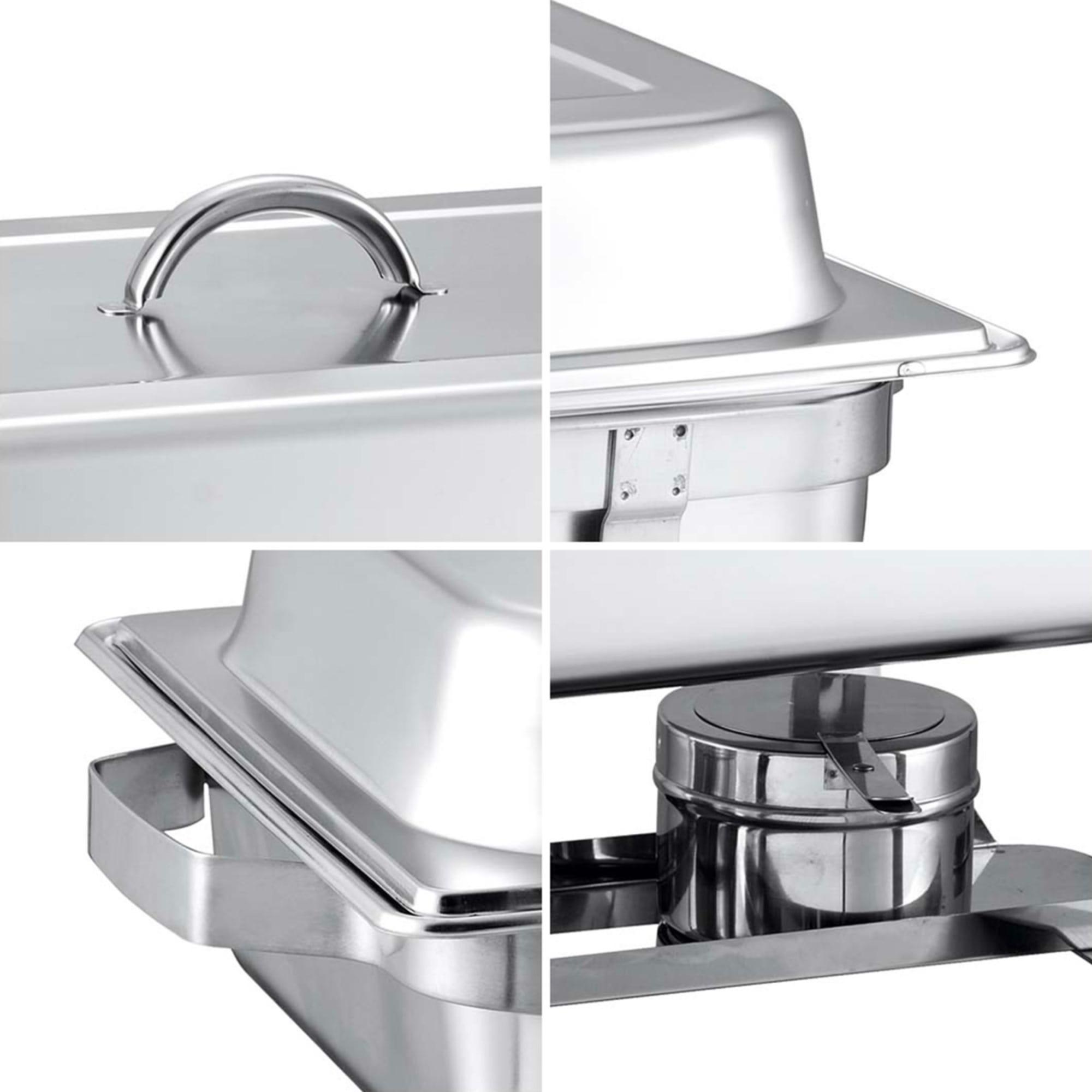 Soga Rectangular Stainless Steel Triple Tray Chafing Dish Set of 2 Image 5
