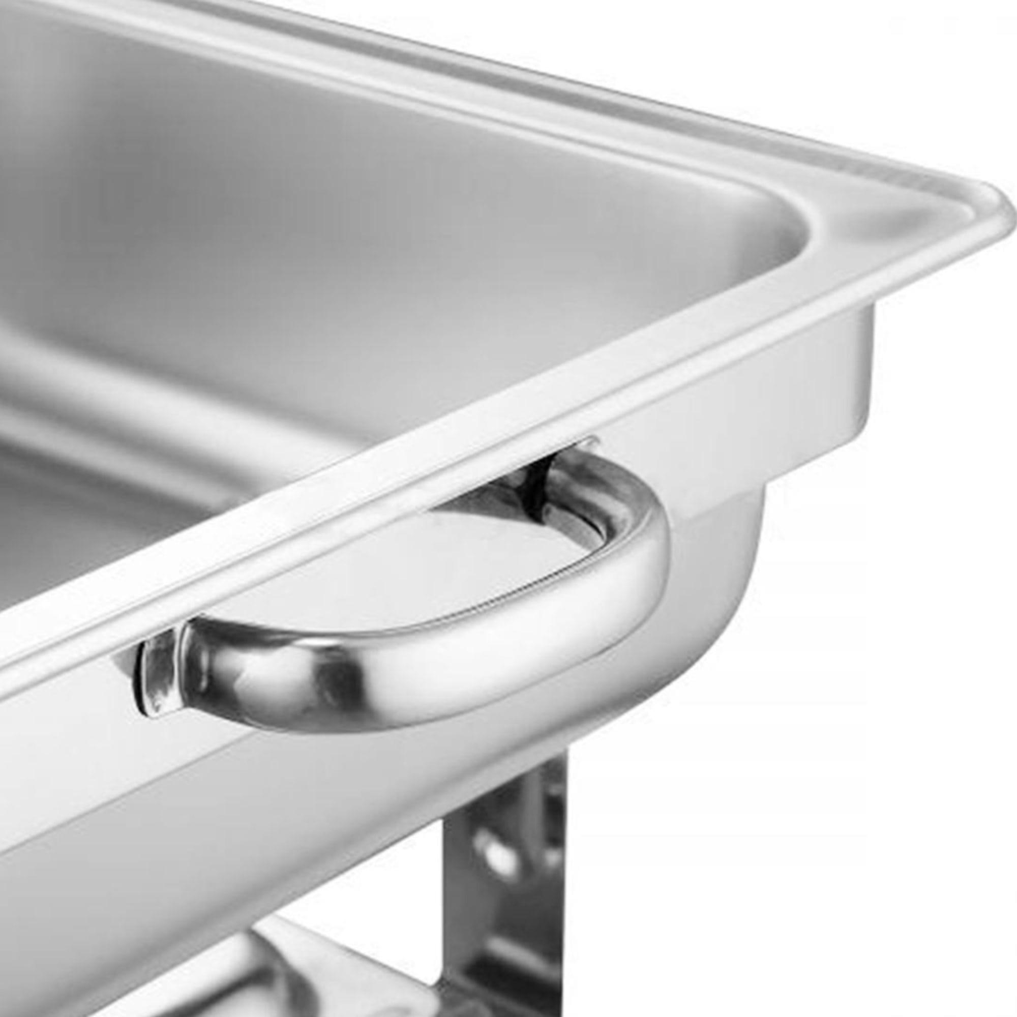 Soga Rectangular Stainless Steel 3 Pans Chafing Dish with Roll Top Set of 2 Image 4