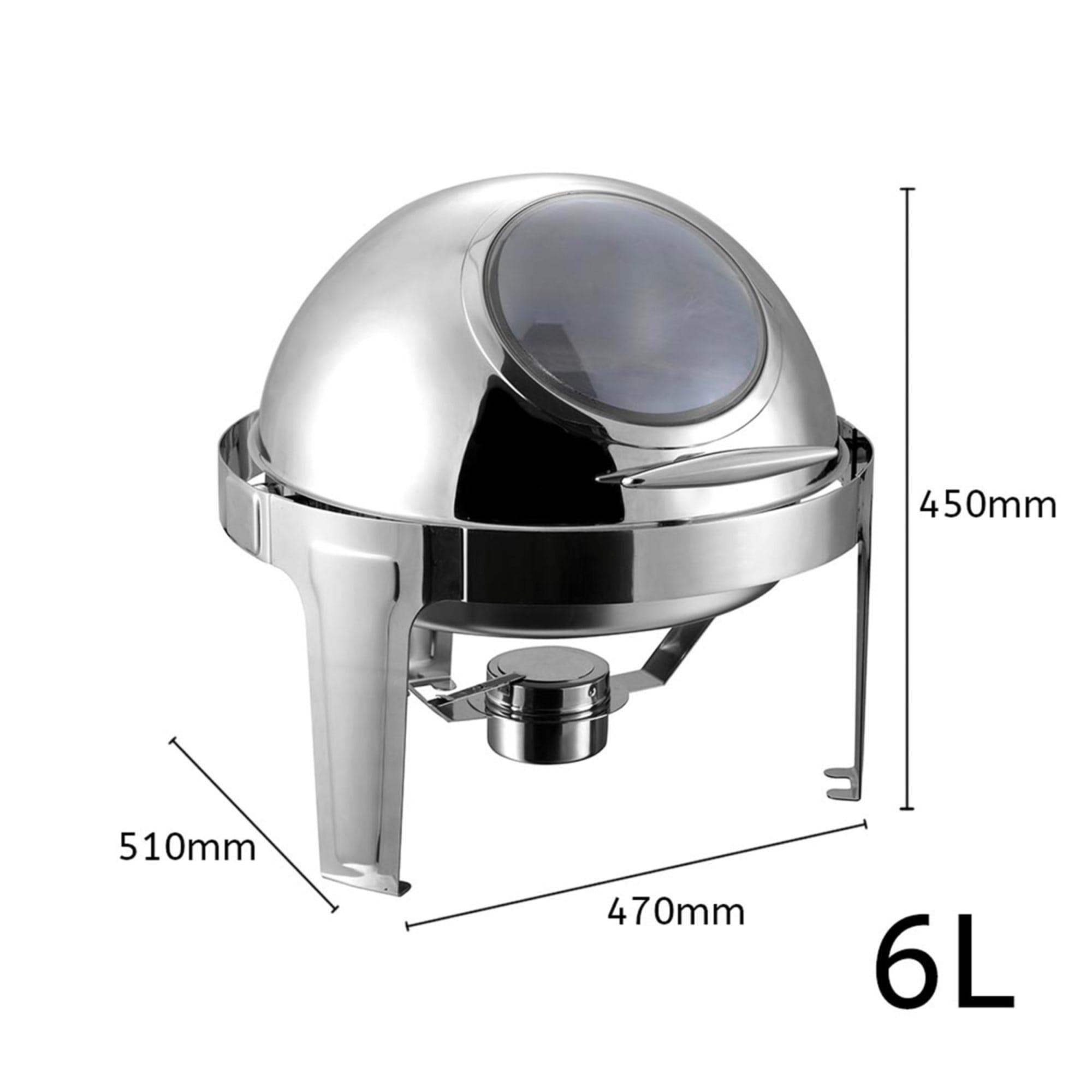 Soga Round Stainless Steel Chafing Dish with Glass Roll Top Set of 2 Image 5