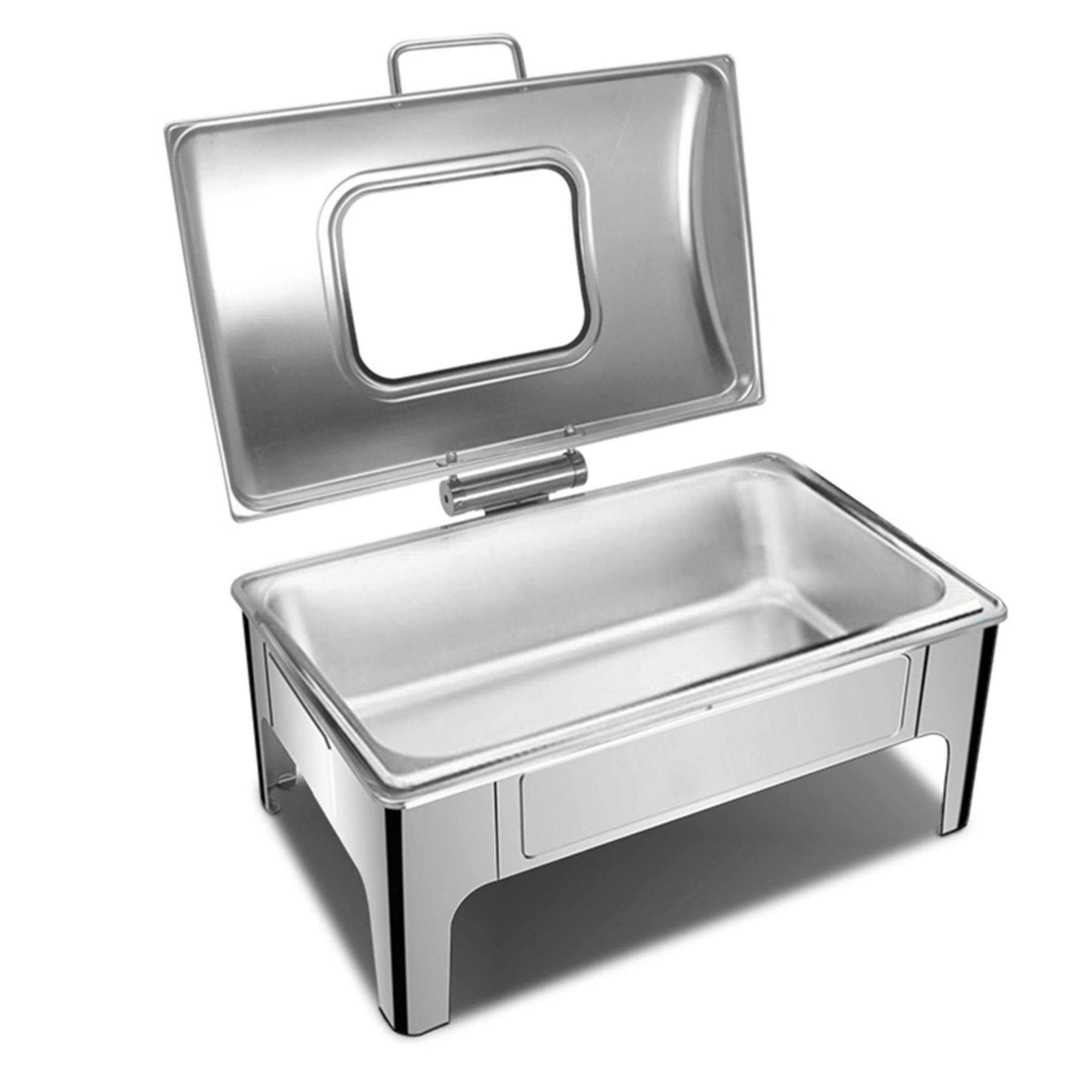 Soga Rectangular Stainless Steel Chafing Dish with Window Lid Set of 2 Image 3