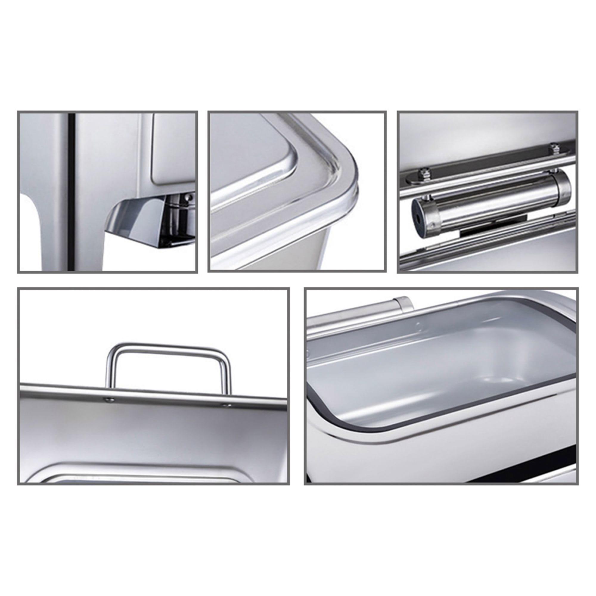 Soga Rectangular Stainless Steel Chafing Dish with Window Lid Set of 2 Image 7