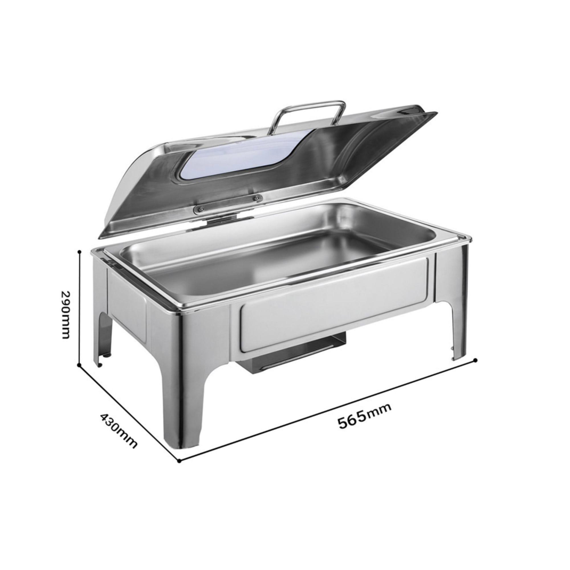 Soga Rectangular Stainless Steel Chafing Dish with Window Lid Set of 2 Image 8
