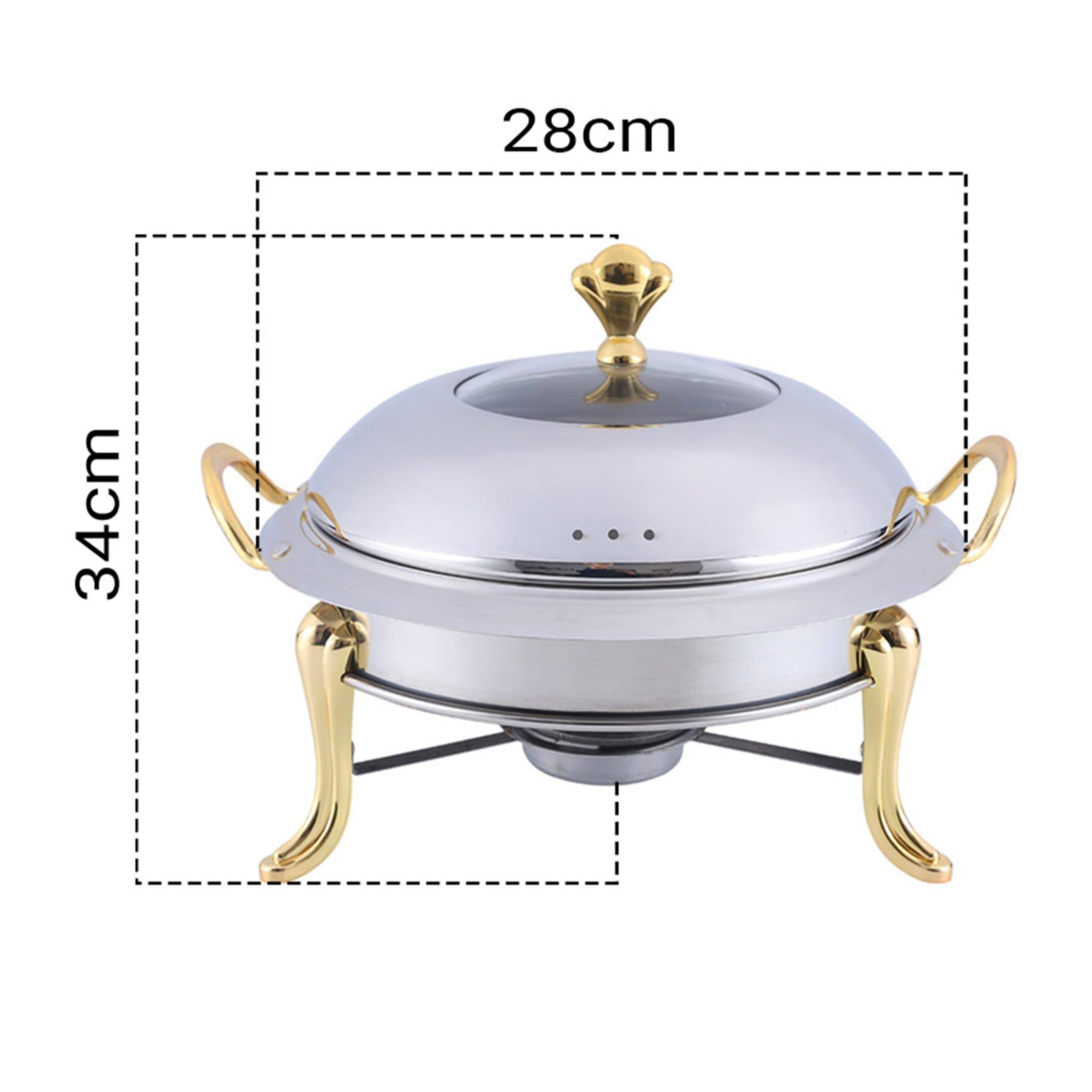 Soga Round Stainless Steel Chafing Dish with Glass Top Lid Set of 2 Gold Image 5