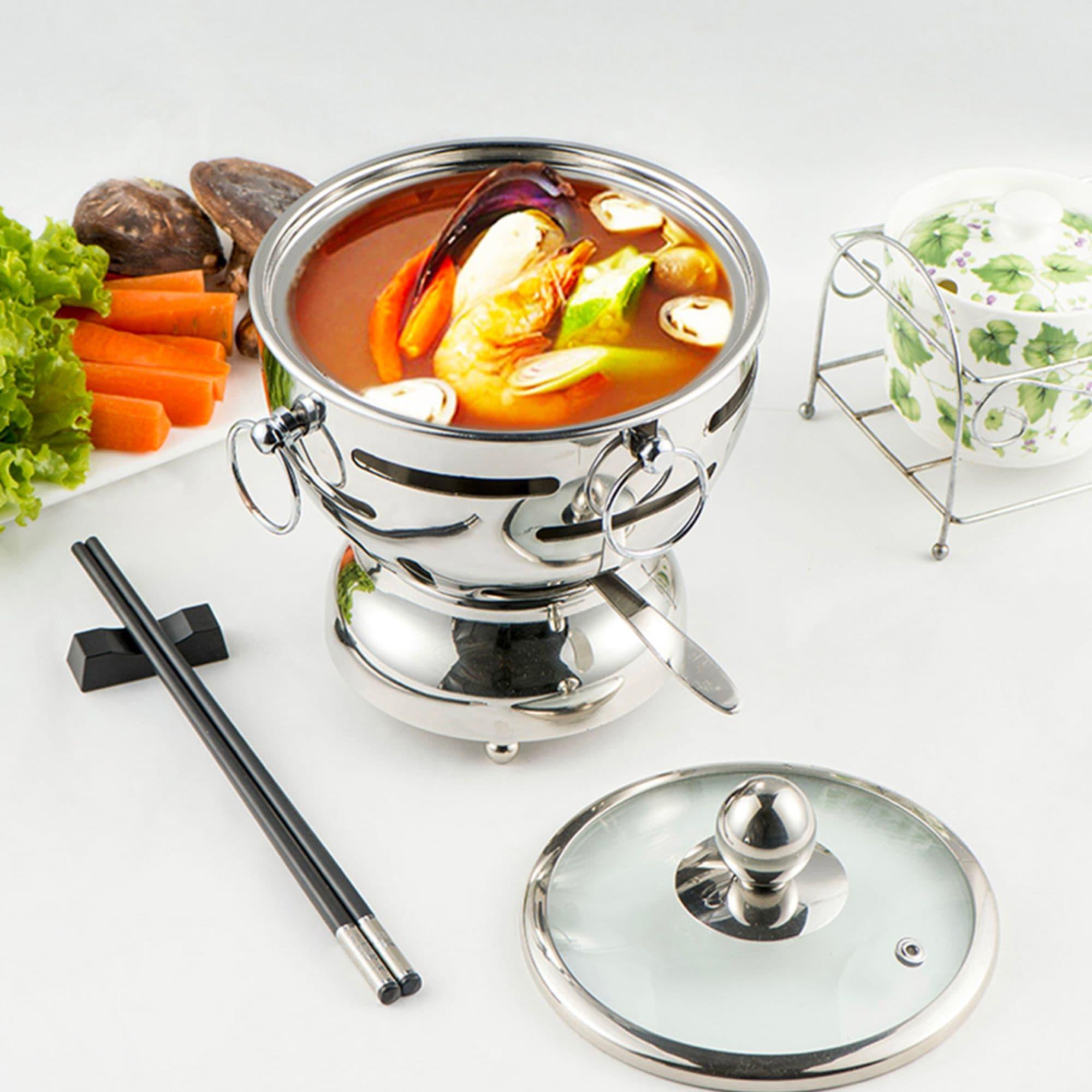 Soga Round Stainless Steel Single Hot Pot with Glass Lid 18.5cm Set of 2 Image 3