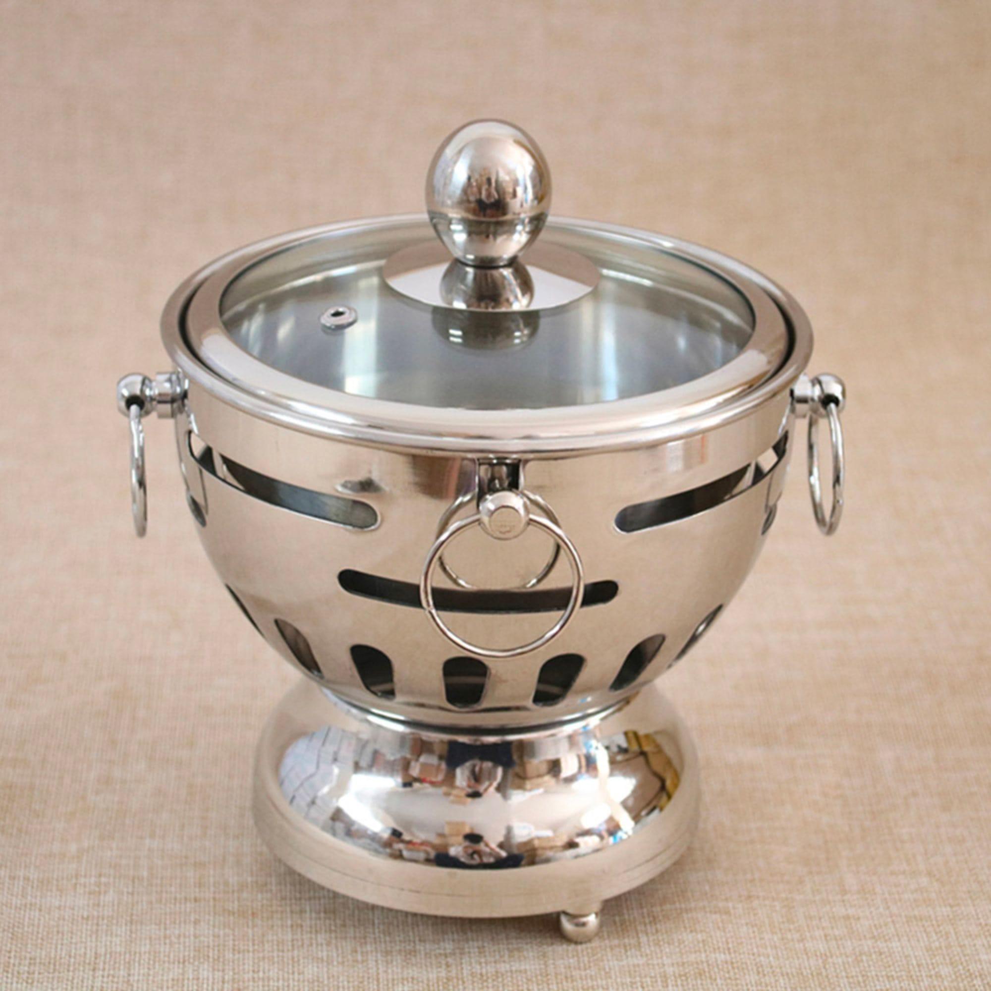 Soga Round Stainless Steel Single Hot Pot with Glass Lid 18.5cm Set of 2 Image 4