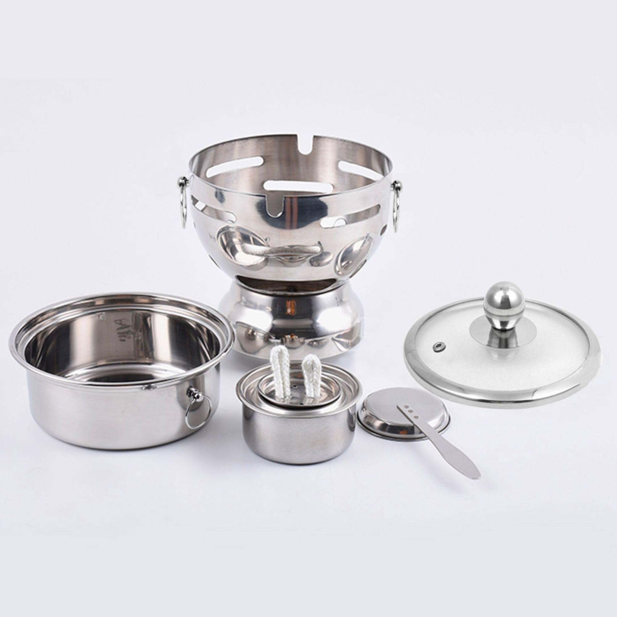 Soga Round Stainless Steel Single Hot Pot with Glass Lid 18.5cm Set of 2 Image 5