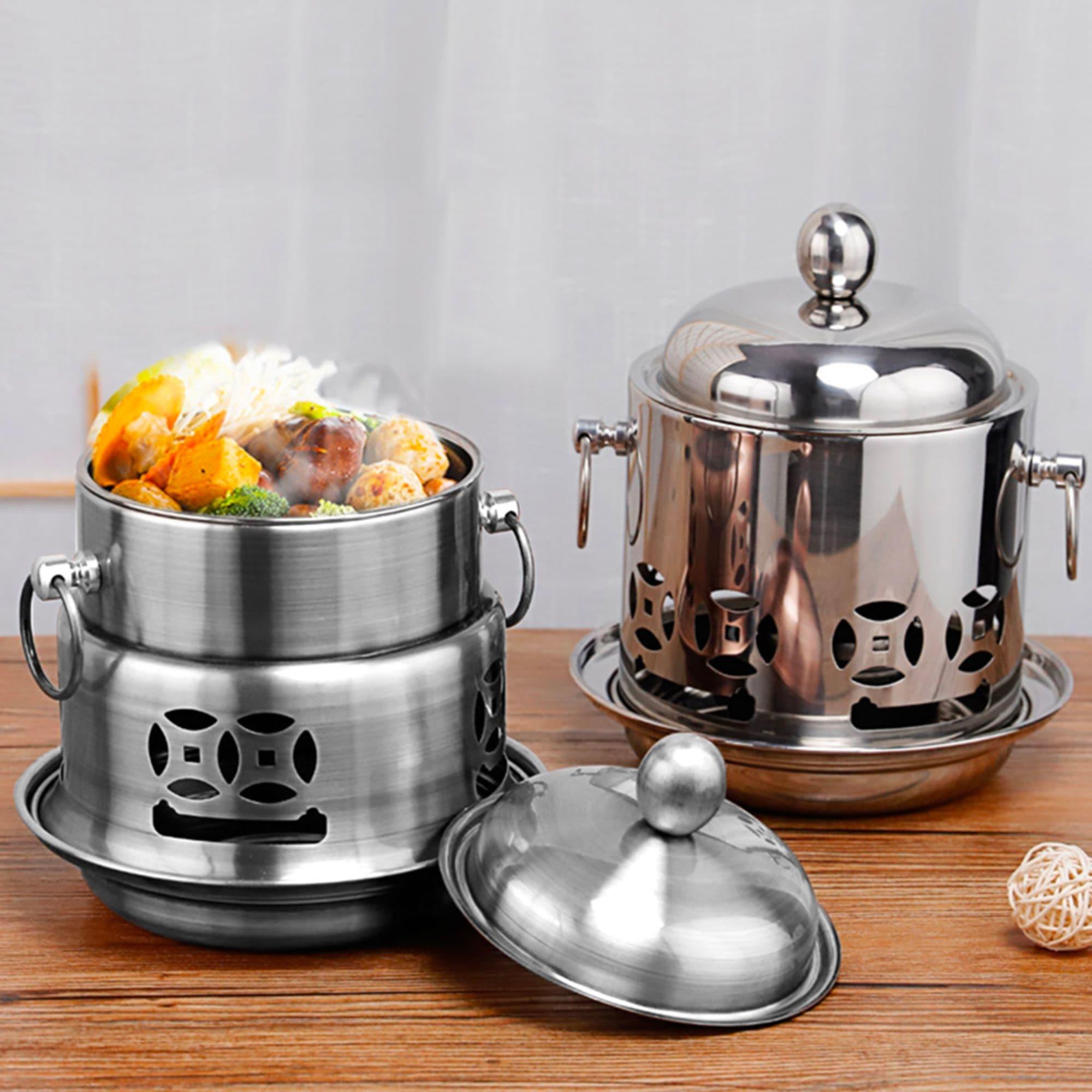 Soga Round Stainless Steel Single Hot Pot with Lid 23cm Set of 2 Image 4