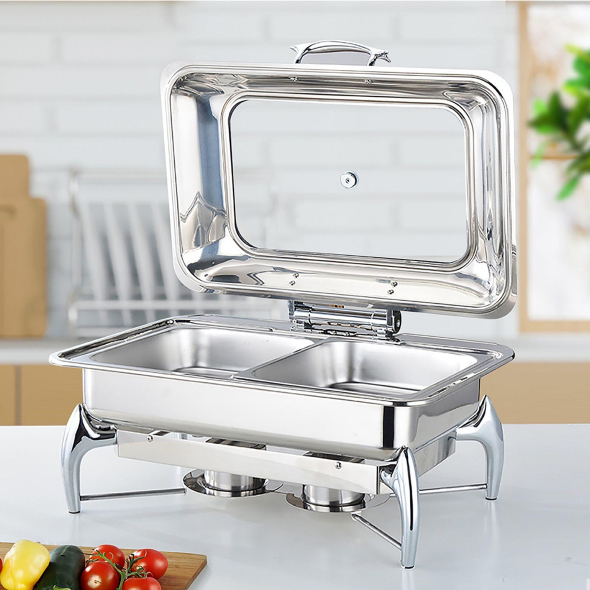 Soga Rectangular Stainless Steel Chafing Dish with Top Lid Set of 2 Image 4