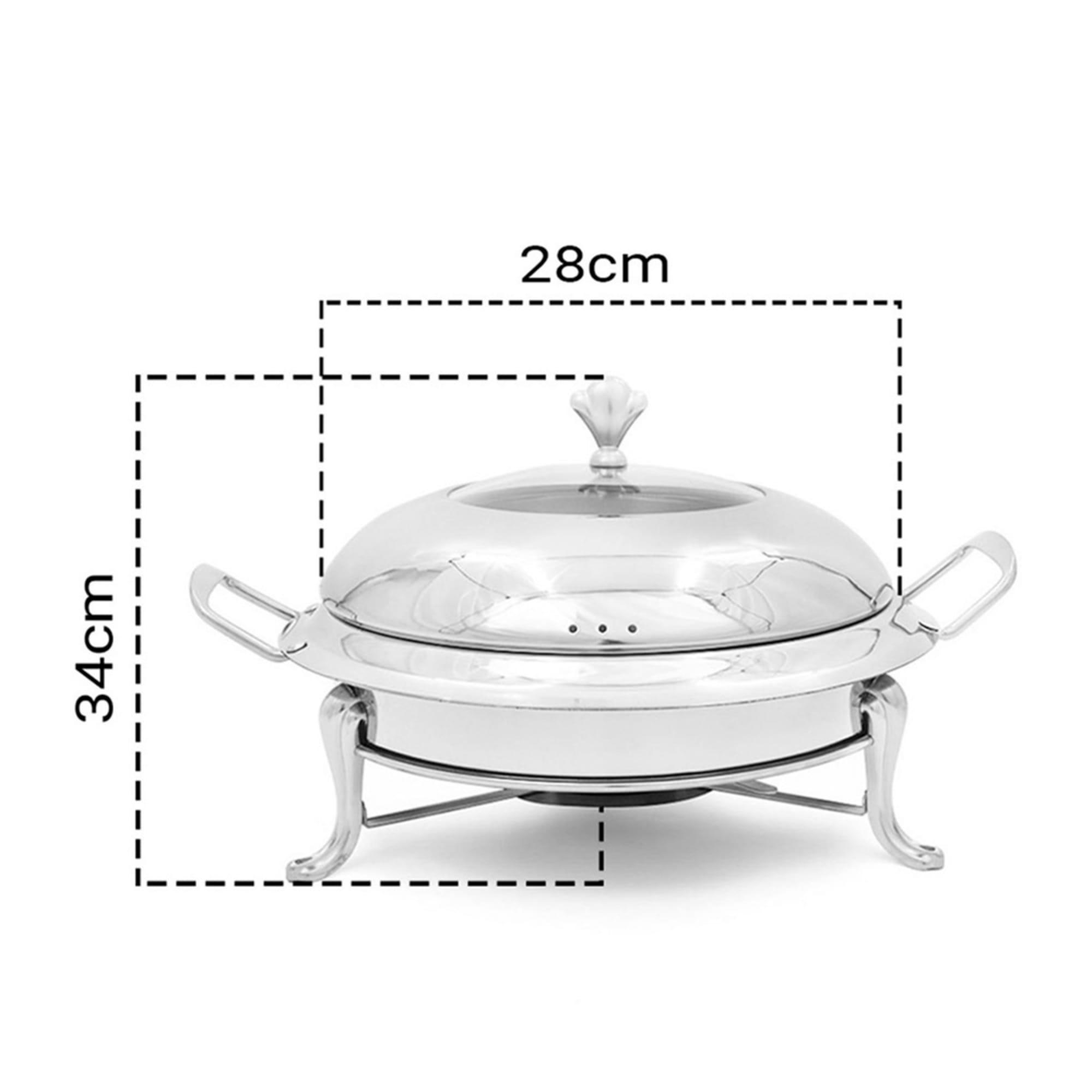Soga Round Stainless Steel Chafing Dish with Glass Top Lid Set of 2 Silver Image 6