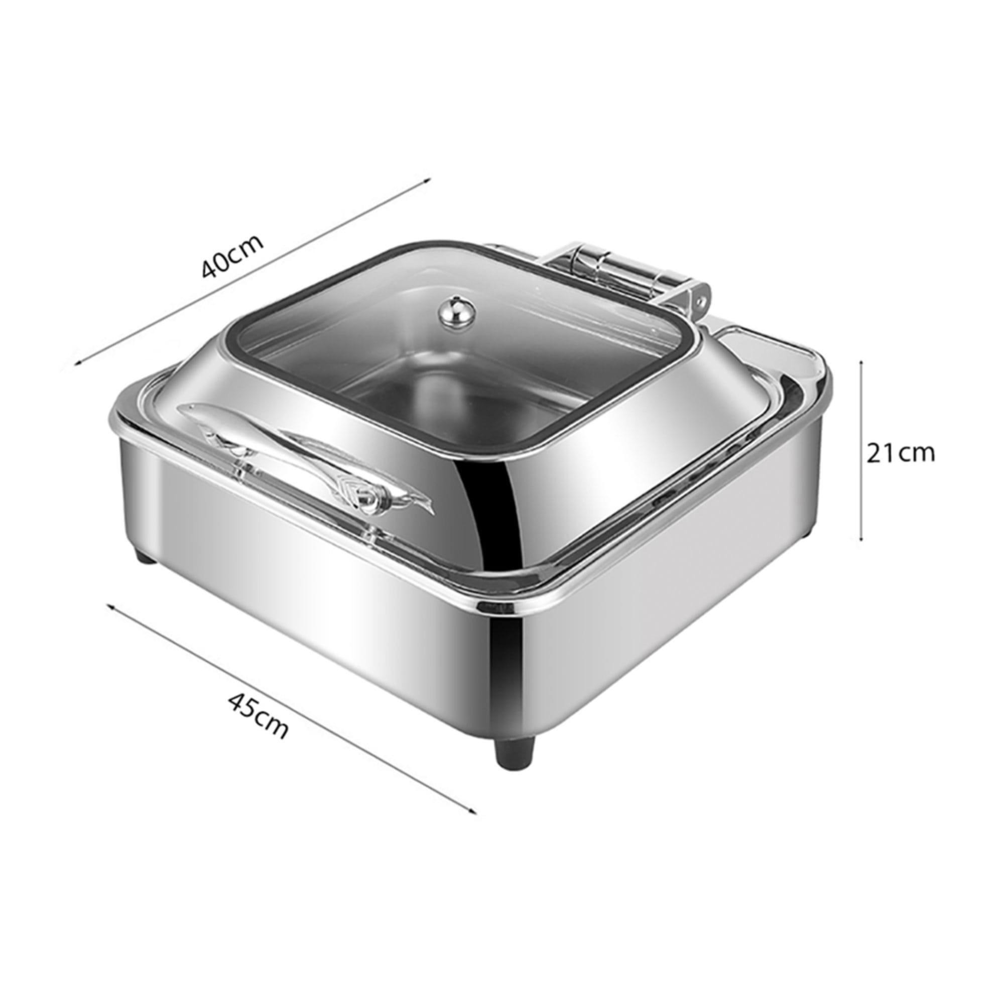 Soga Square Stainless Steel Chafing Dish with Top Lid Set of 2 Image 4