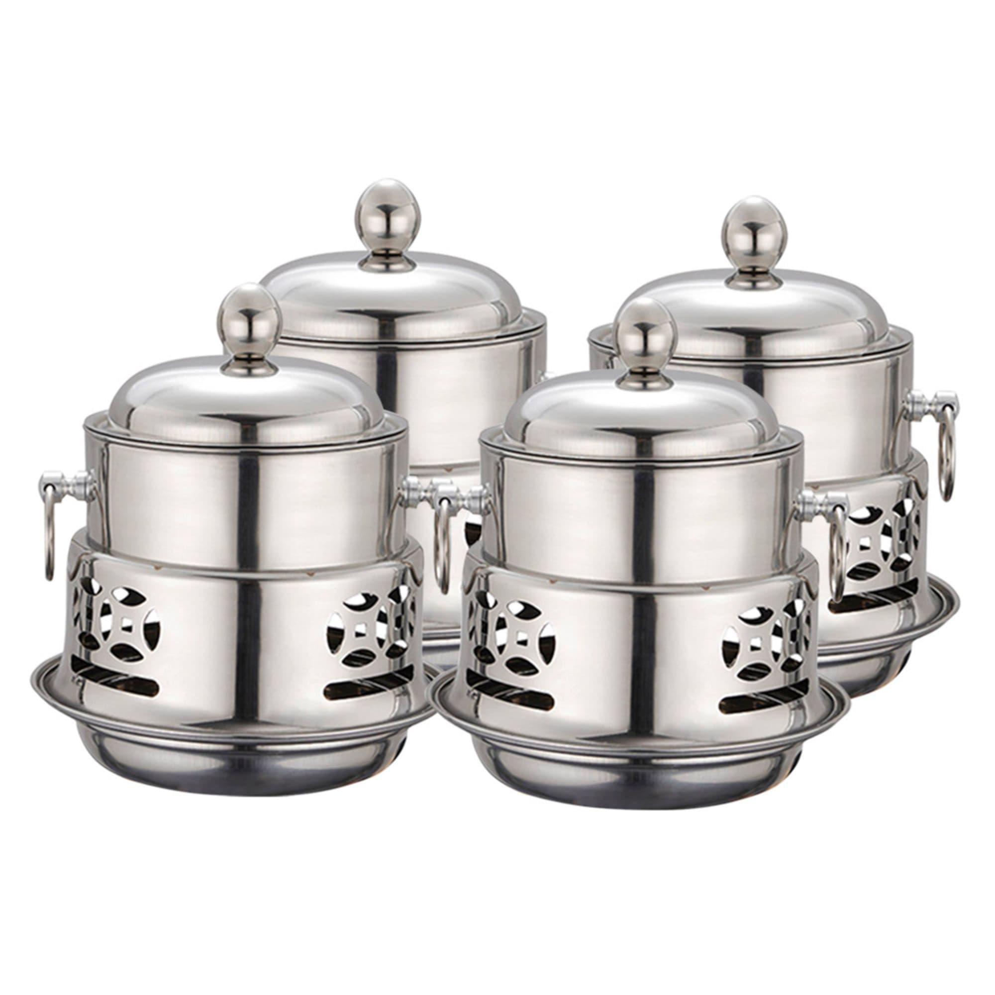 Soga Round Stainless Steel Single Hot Pot with Lid 20cm Set of 4 Image 1