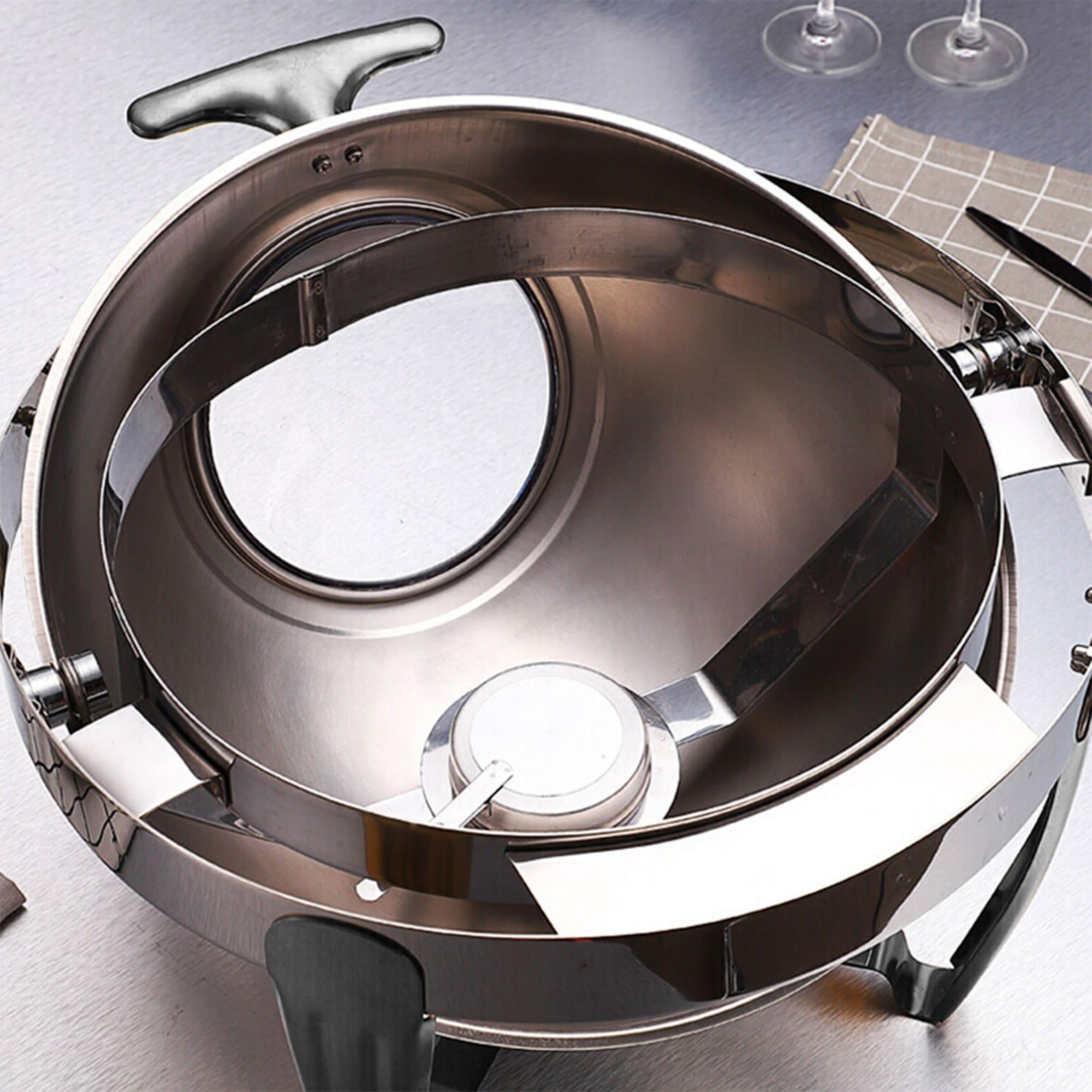 Soga Round Stainless Steel Soup Chafing Dish with Roll Top Image 5