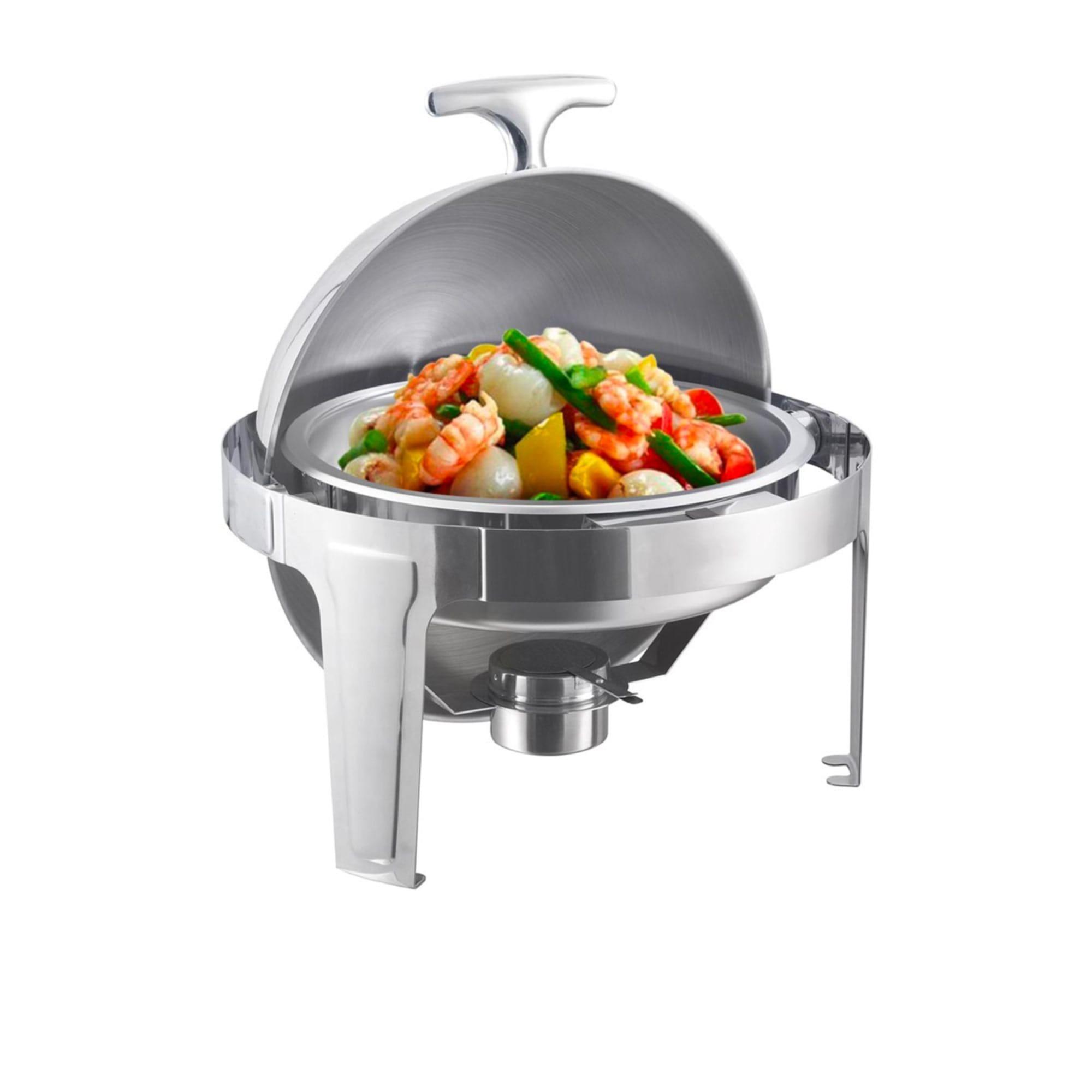Soga Round Stainless Steel Chafing Dish with Roll Top Image 3