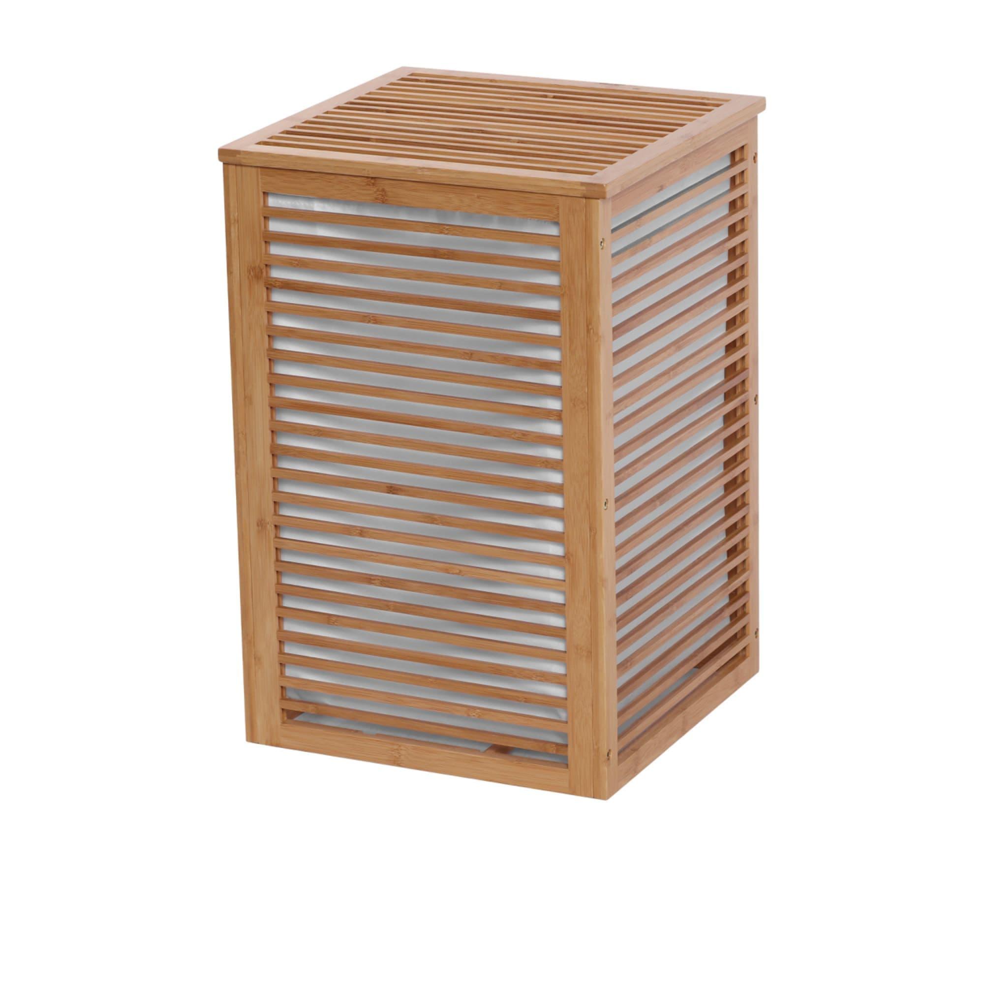 Sherwood Home Square Colllapsible Bamboo Laundry Hamper Image 3