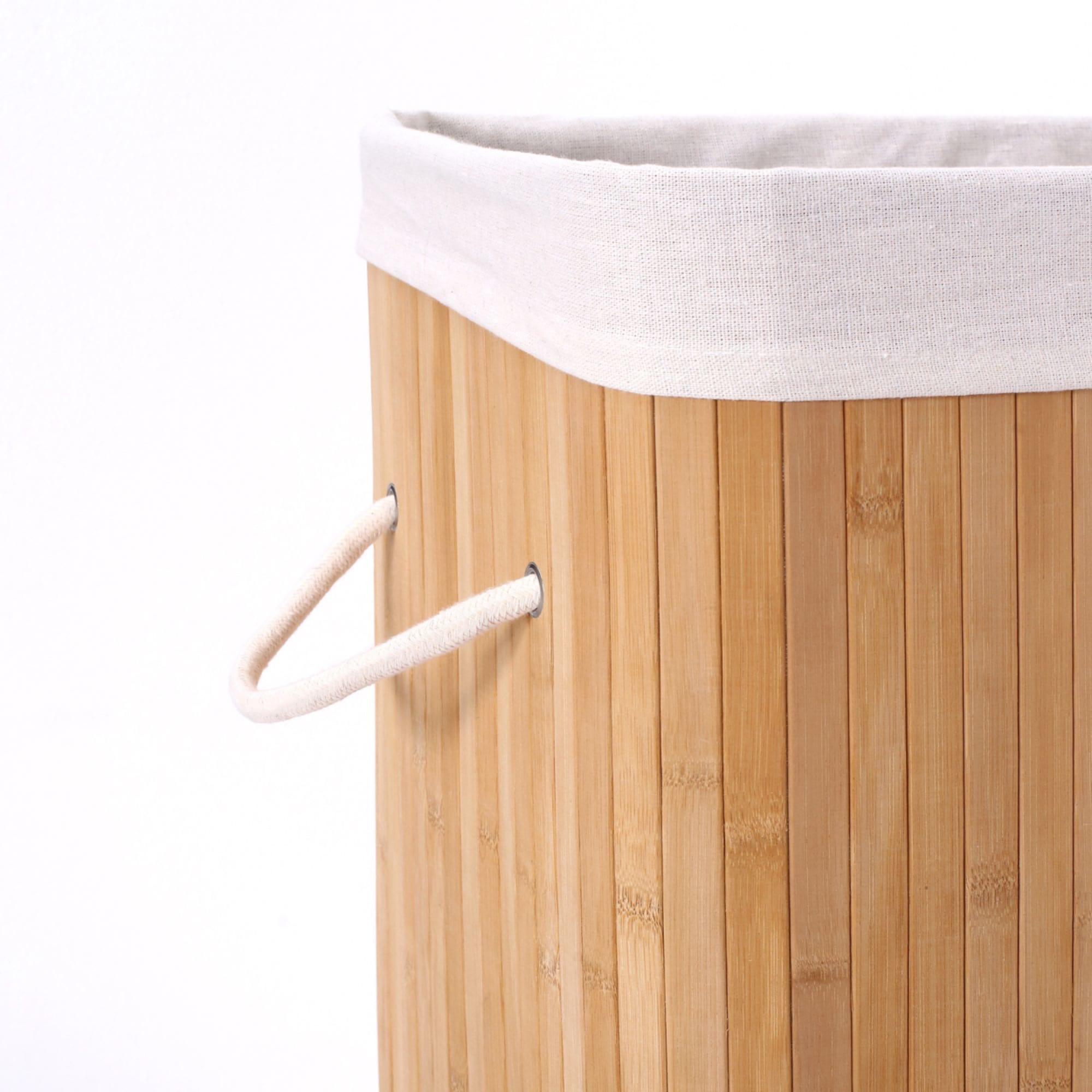 Sherwood Rectangular Collapsible Bamboo Laundry Hamper with Polycotton Bag Image 4
