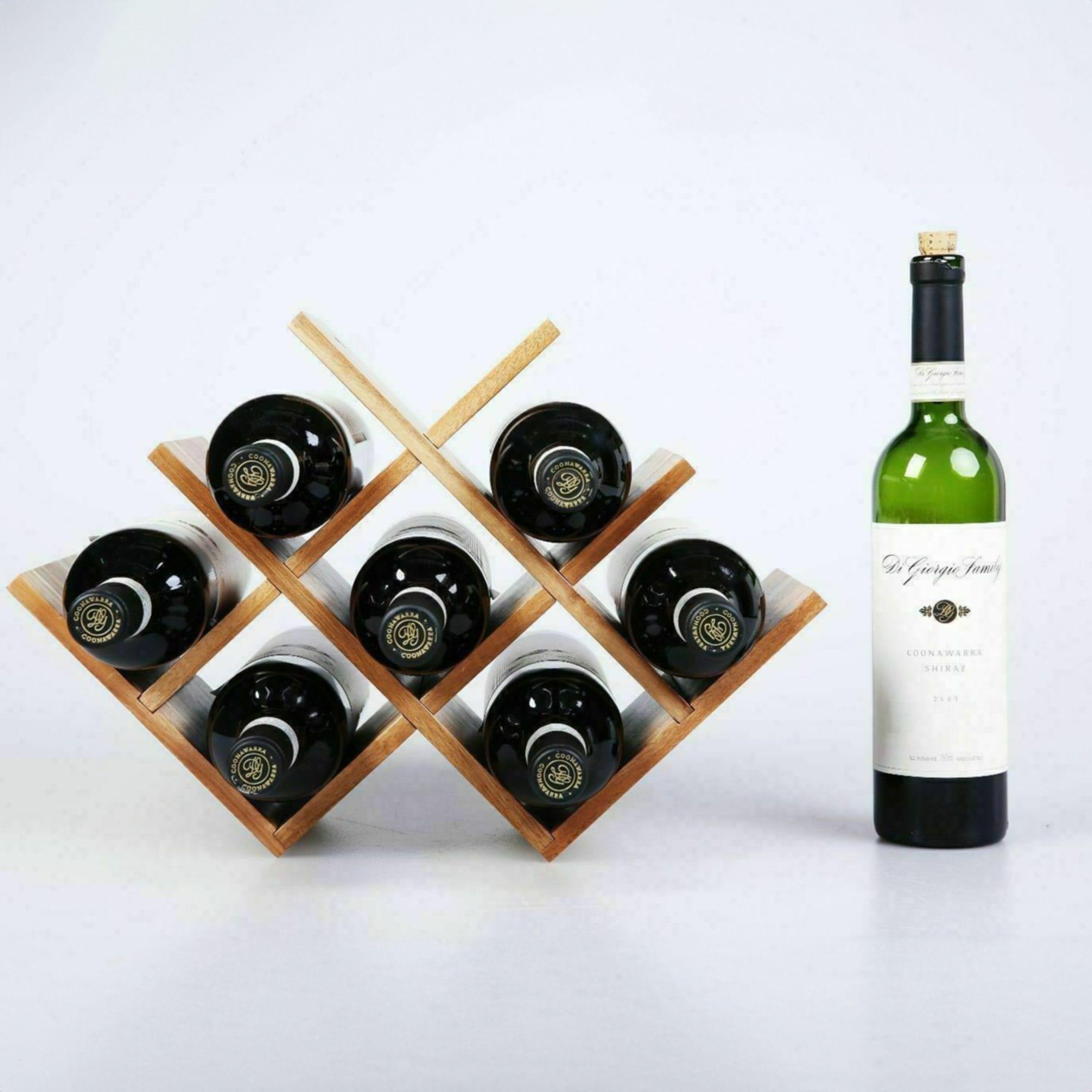 Sherwood Natural Acacia Wood Tabletop Wine Rack 8 Bottle Image 3