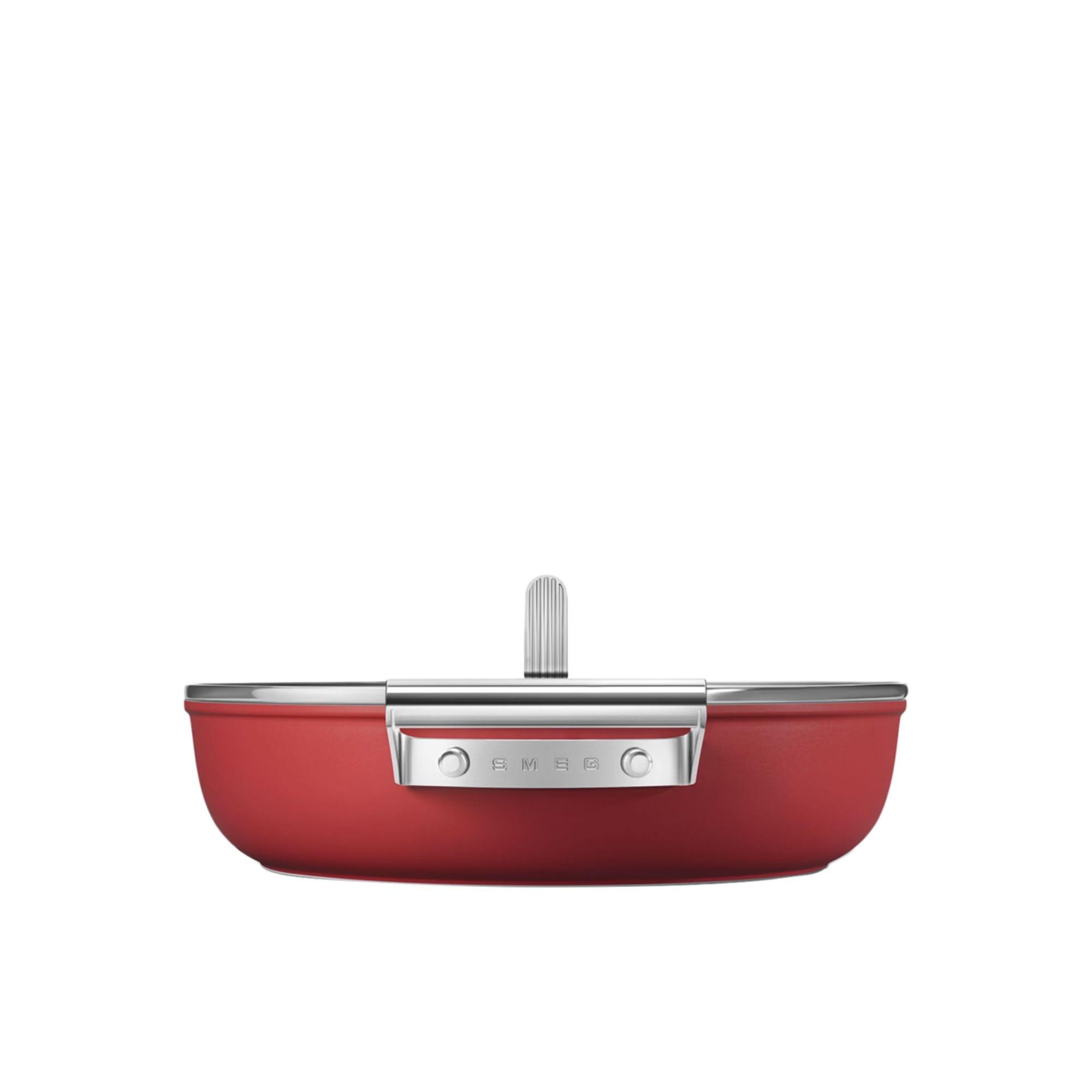 Smeg Non Stick Chef's Pan with Lid 28cm - 3.7L Red Image 9