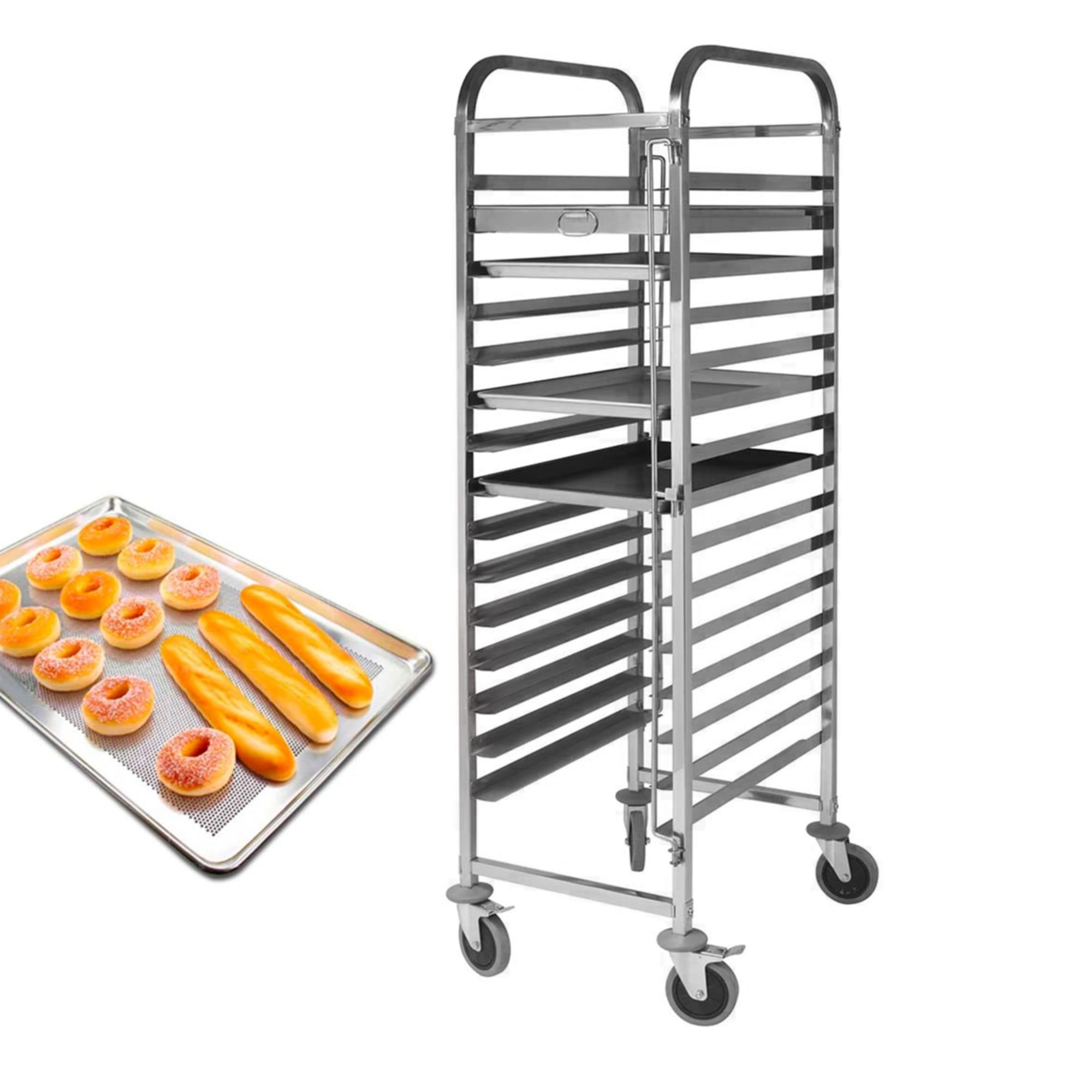 Soga Stainless Steel Gastronorm Trolley 15 Tier Suits 60x40cm Trays Set of 2 Image 3