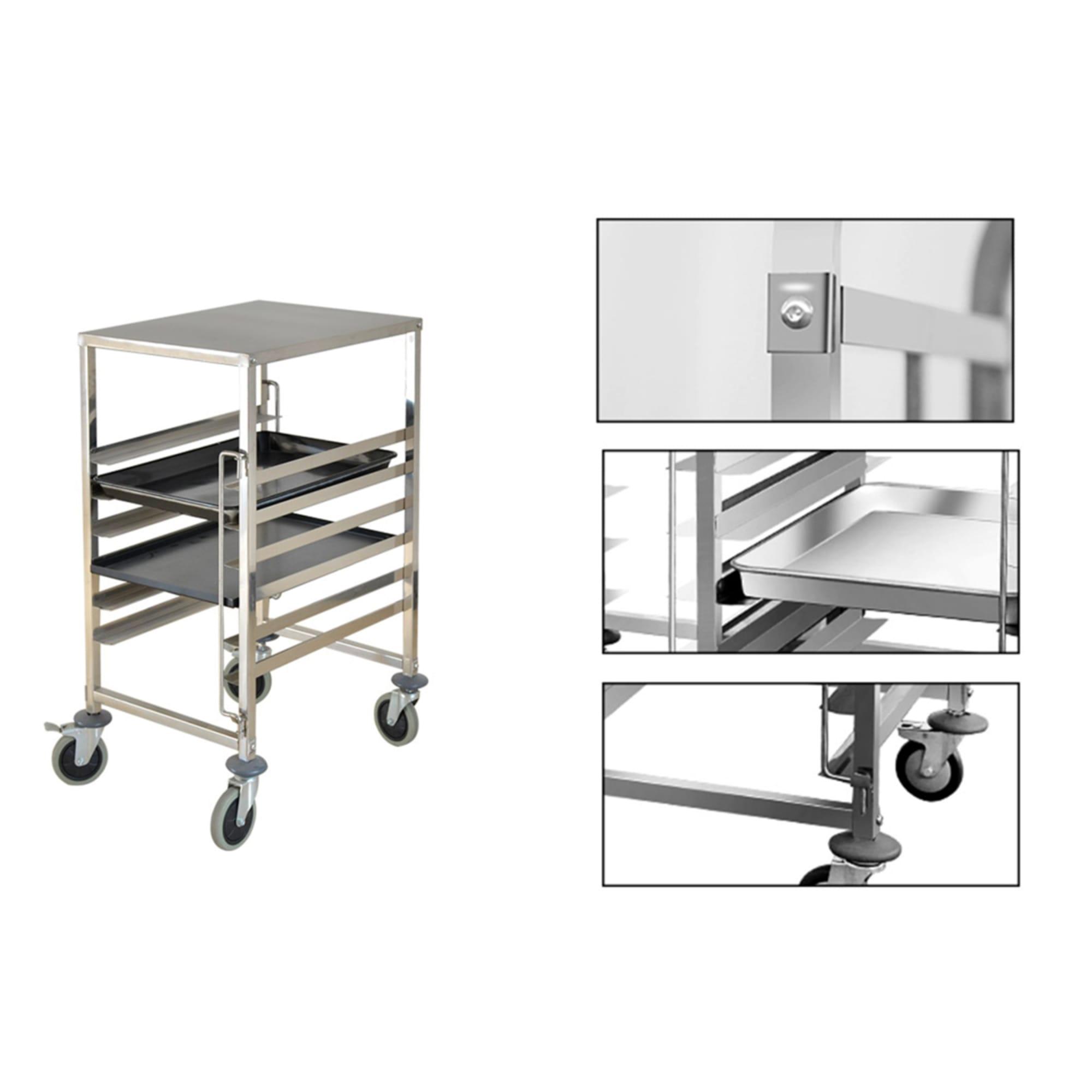 Soga Stainless Steel Gastronorm Trolley 7 Tier Suits 60x40cm Trays Set of 2 Image 4