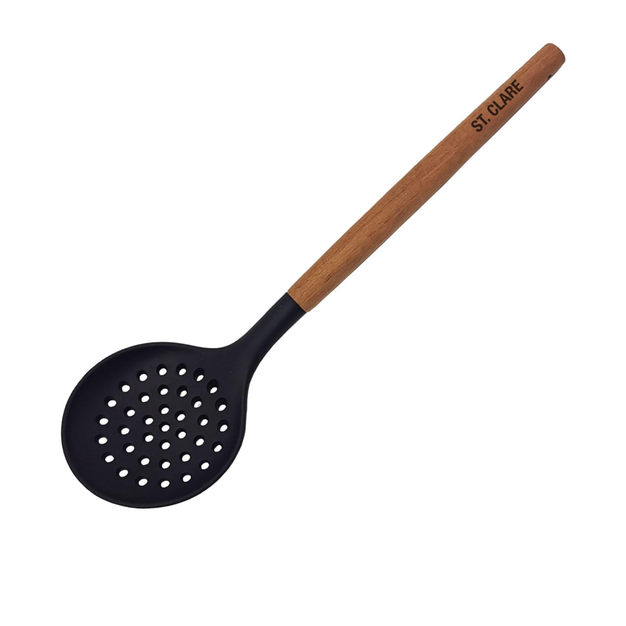 St. Clare Silicone Skimmer with Acacia Handle Black Image 1