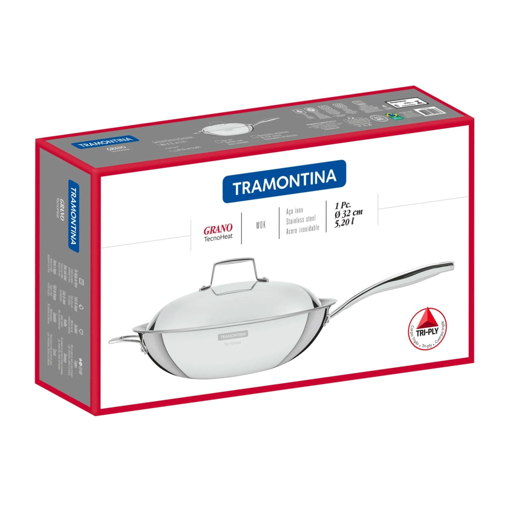 Tramontina Grano Collection Stainless Steel Wok 32cm Image 3