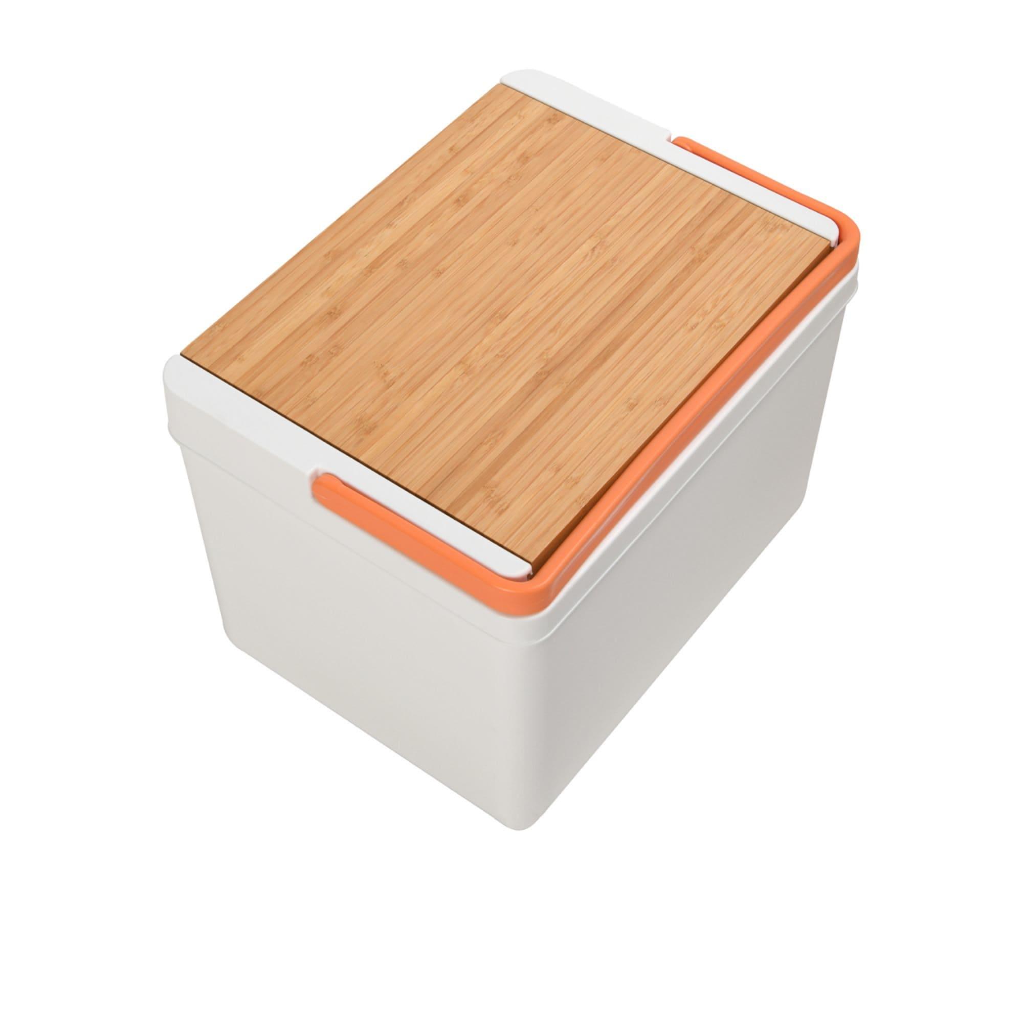 Vibes Portable Cooler Box With Bamboo Lid White Peach Image 3