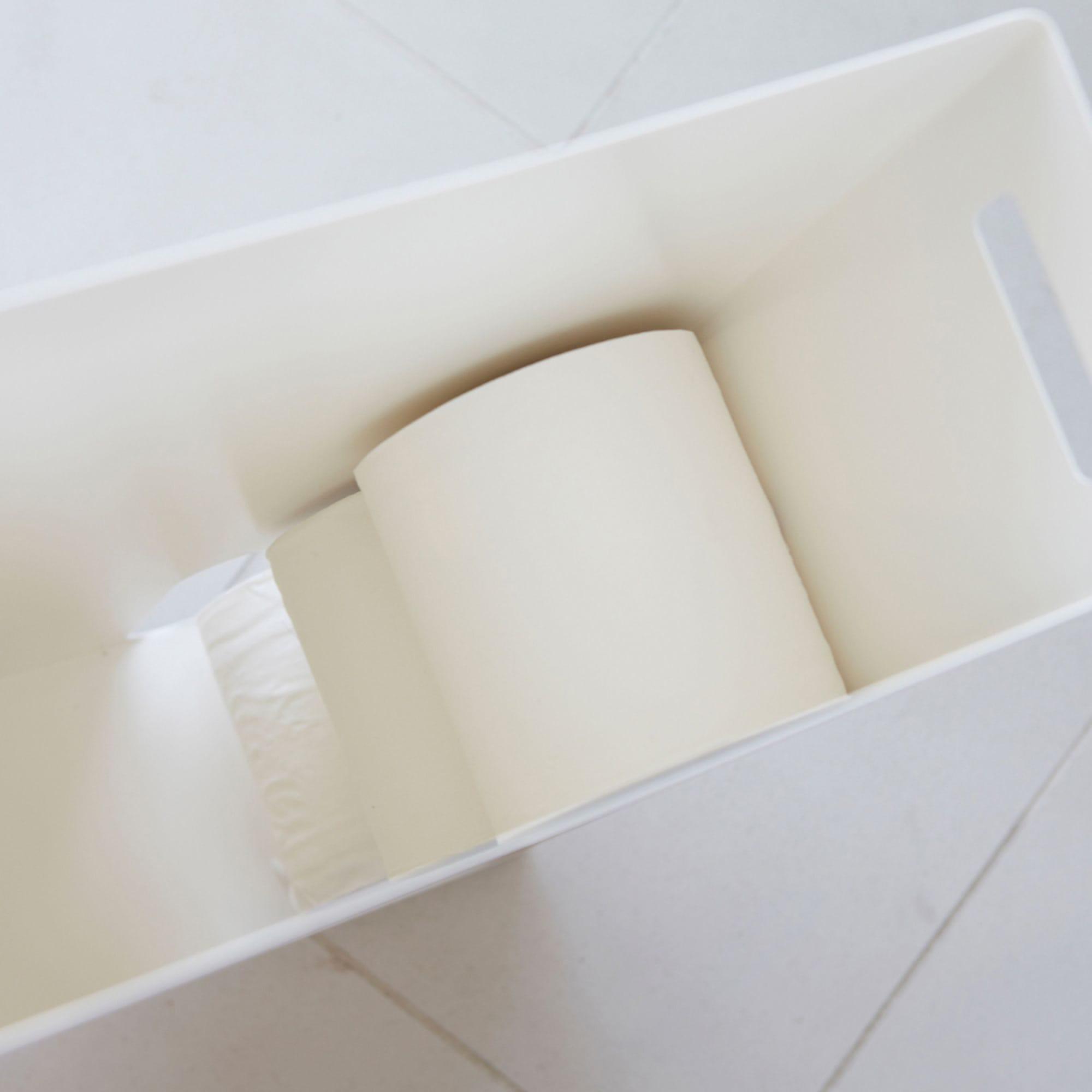 Yamazaki Tower Toilet Paper Stocker White Image 5