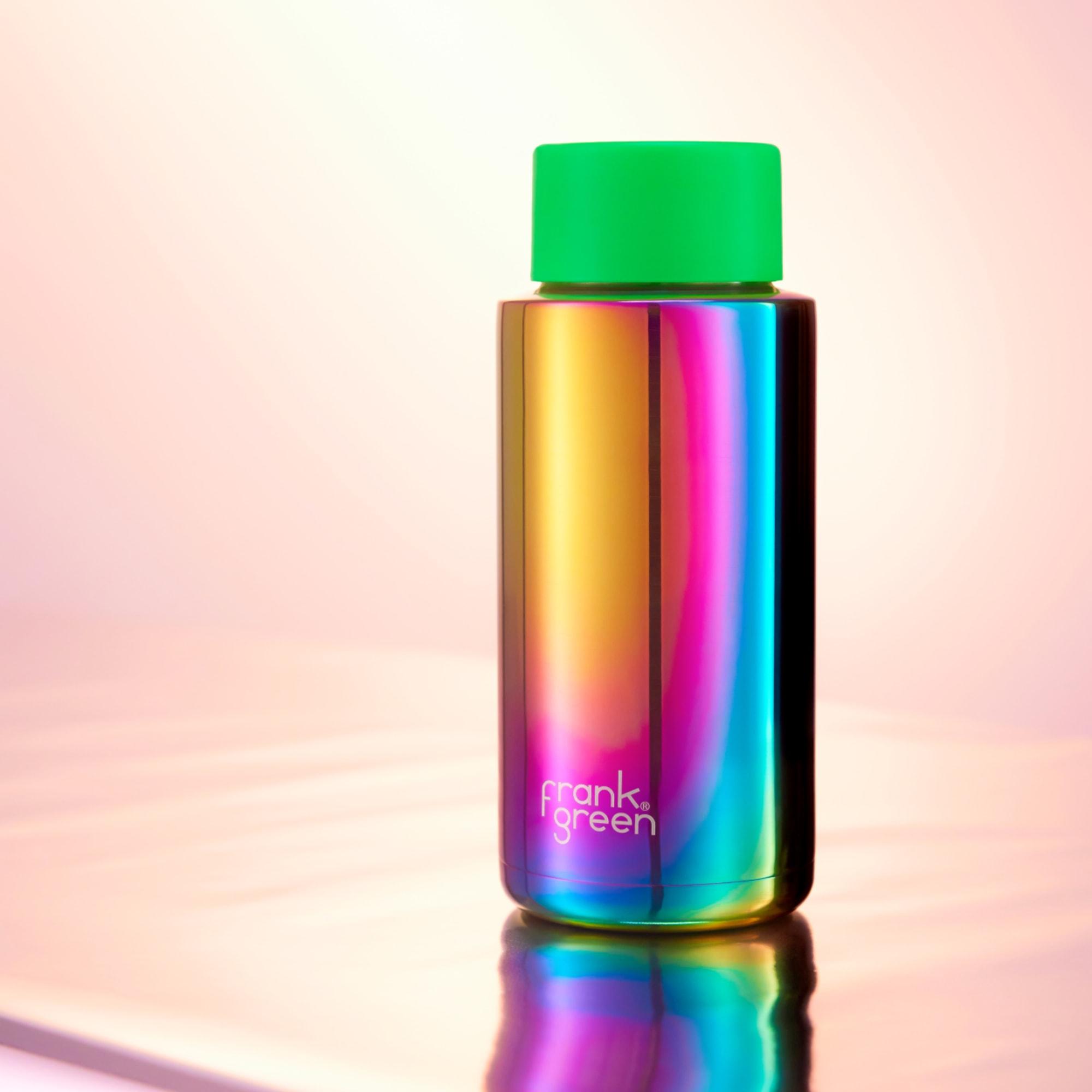Frank Green Chrome Ceramic Reusable Bottle with Straw 1L (34oz) Rainbow Image 2