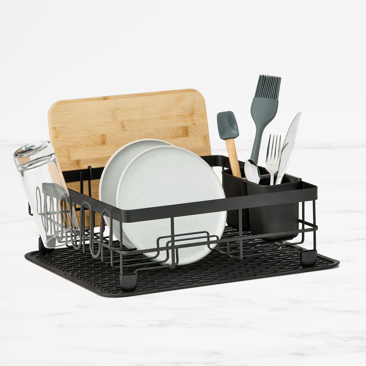 Kitchen Pro Tidy Dish Rack with Silicone Mat Black Image 2
