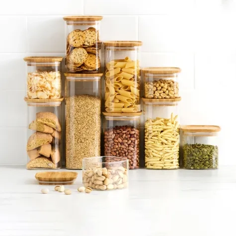 Kitchen Pro Eco Square Glass Canister with Bamboo Lid Set 10pc Image 1