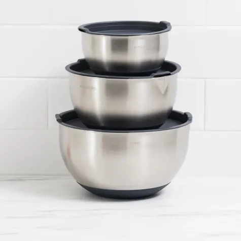 Kitchen Pro Mixwell Mixing Bowl with Lid Set 3pc Grey Image 2