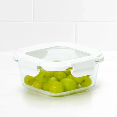 Kitchen Pro VersaLock Square Glass Container 800ml White Image 1