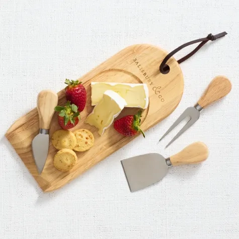 Salisbury & Co Degustation Tasting Cheese Board with Knife Set 4pc Natural Image 2