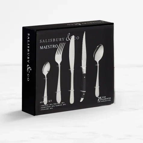 Salisbury & Co Maestro Cutlery Set 40pc Satin Silver Image 2