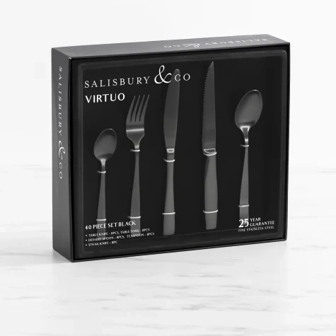 Salisbury & Co Virtuo Cutlery Set 40pc Black Image 2