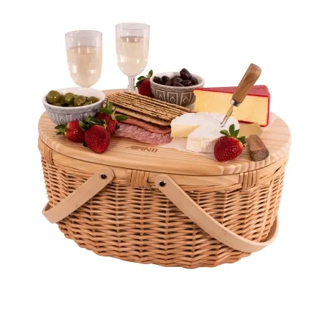 Avanti Pinewood Top Insulated Picnic Basket 2 Person Flora Image 2