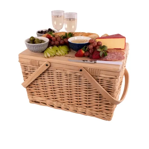 Avanti Pinewood Top Insulated Picnic Basket 4 Person Flora Image 1