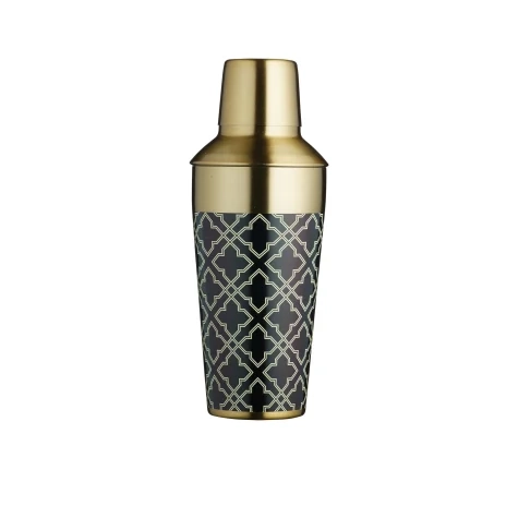 BarCraft Art Deco Cocktail Shaker 650ml Gold and Black Image 1