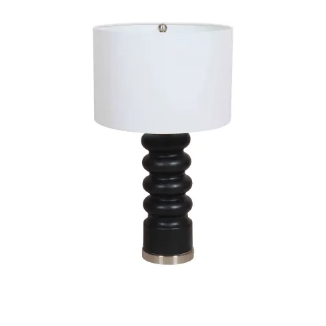 Bloomingdale Ceramic Ribbed Table Lamp Black Image 1